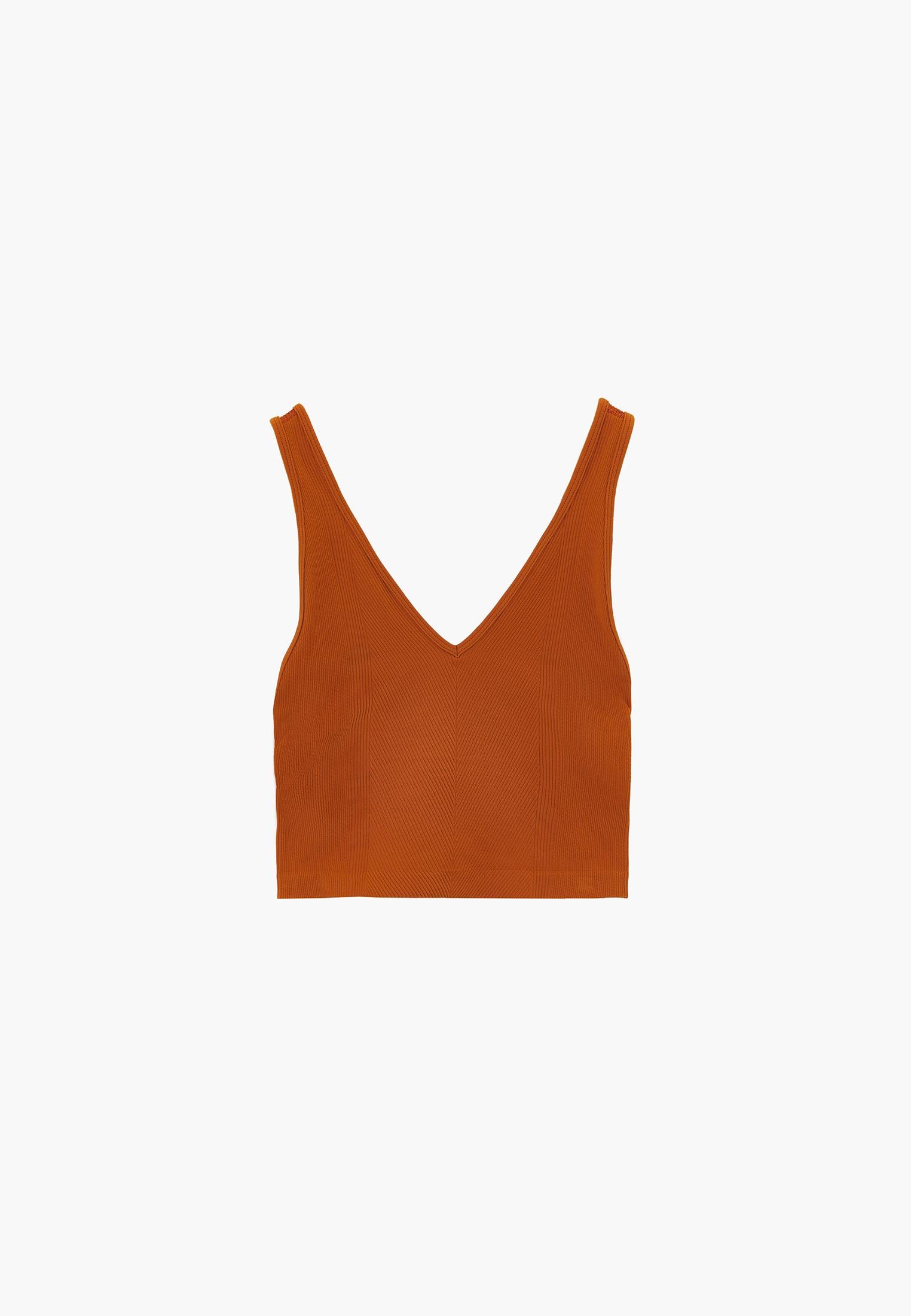 V Neck Bodycon Top - GOLD FLAME