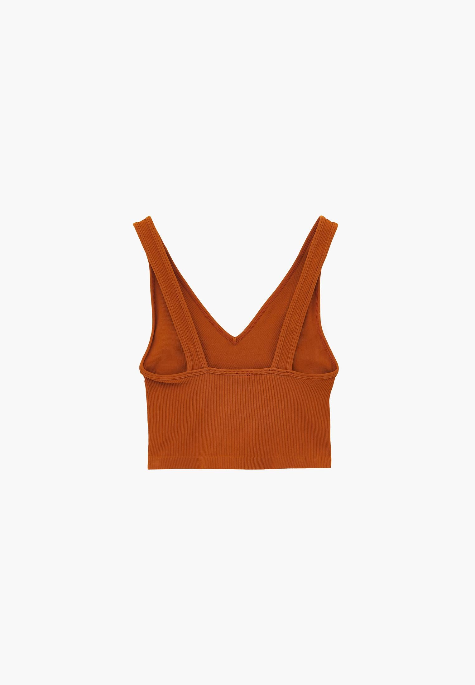V Neck Bodycon Top - GOLD FLAME