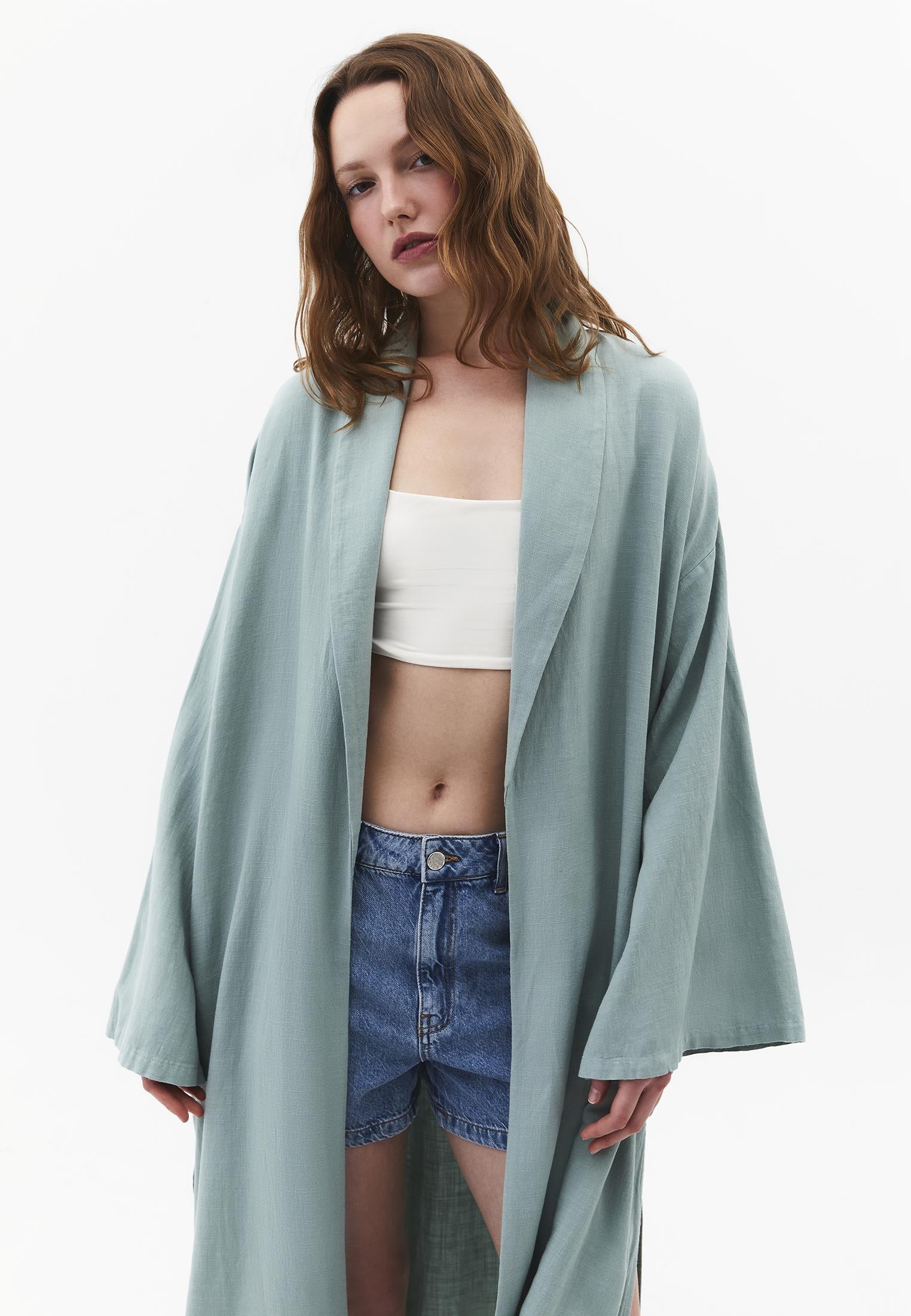 Long Oversize Kimono - GREEN MILIEU