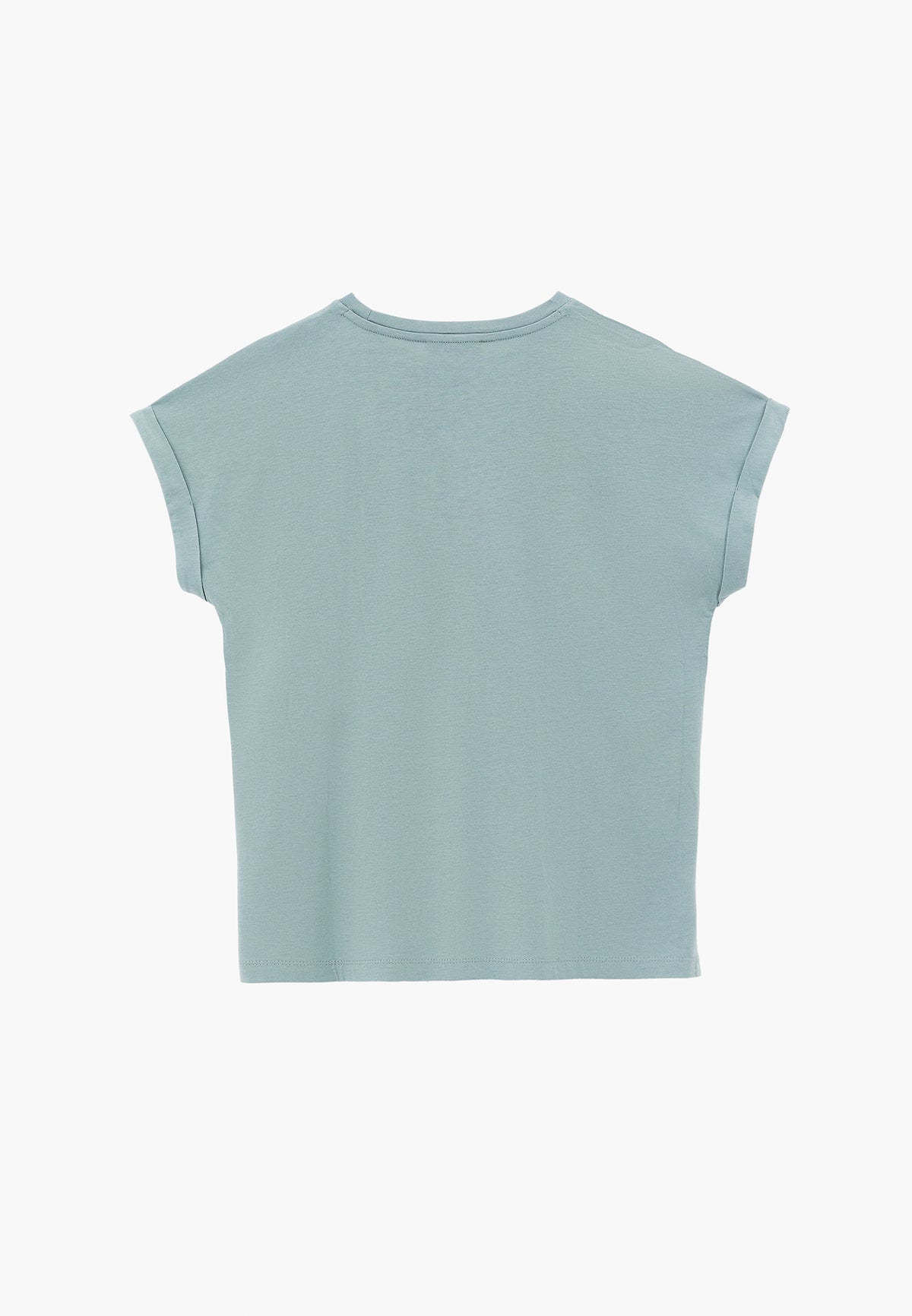 Rivet Detailed Boat Neck Short Sleeve T-Shirt - GREEN MILIEU