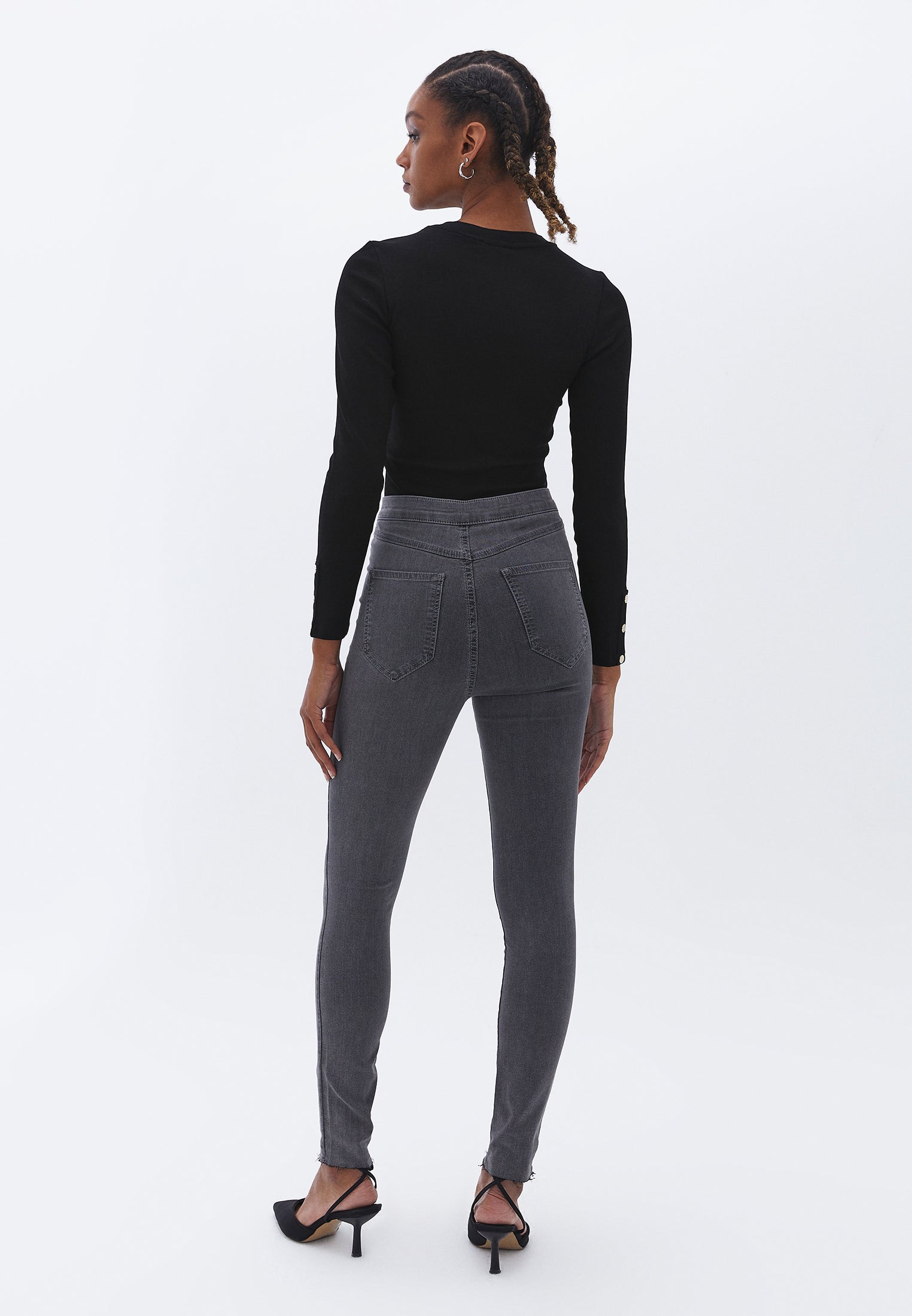 Ultra high waist jeans leggings - GREY DENIM