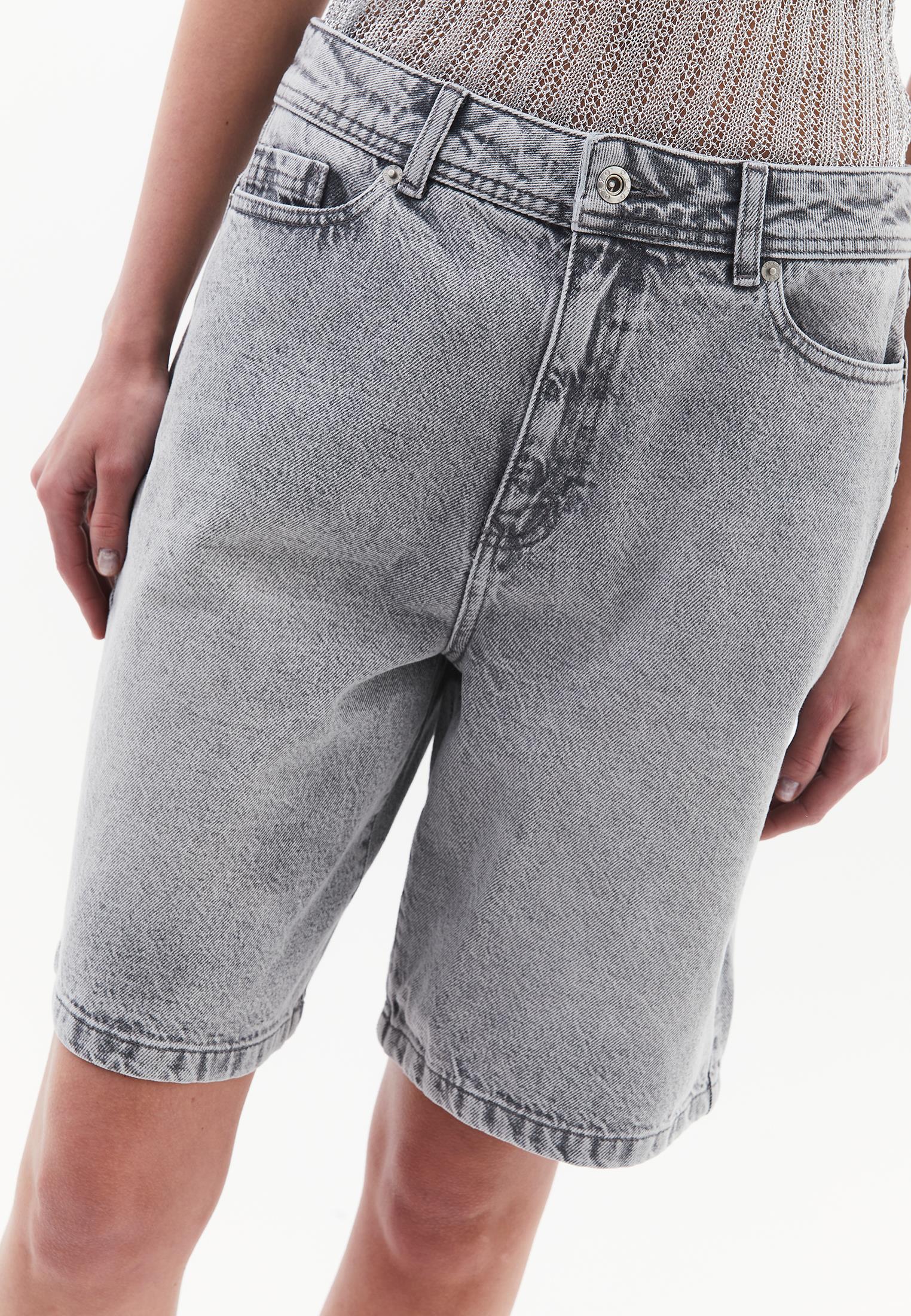 Cotton Denim Shorts - GREY DENIM