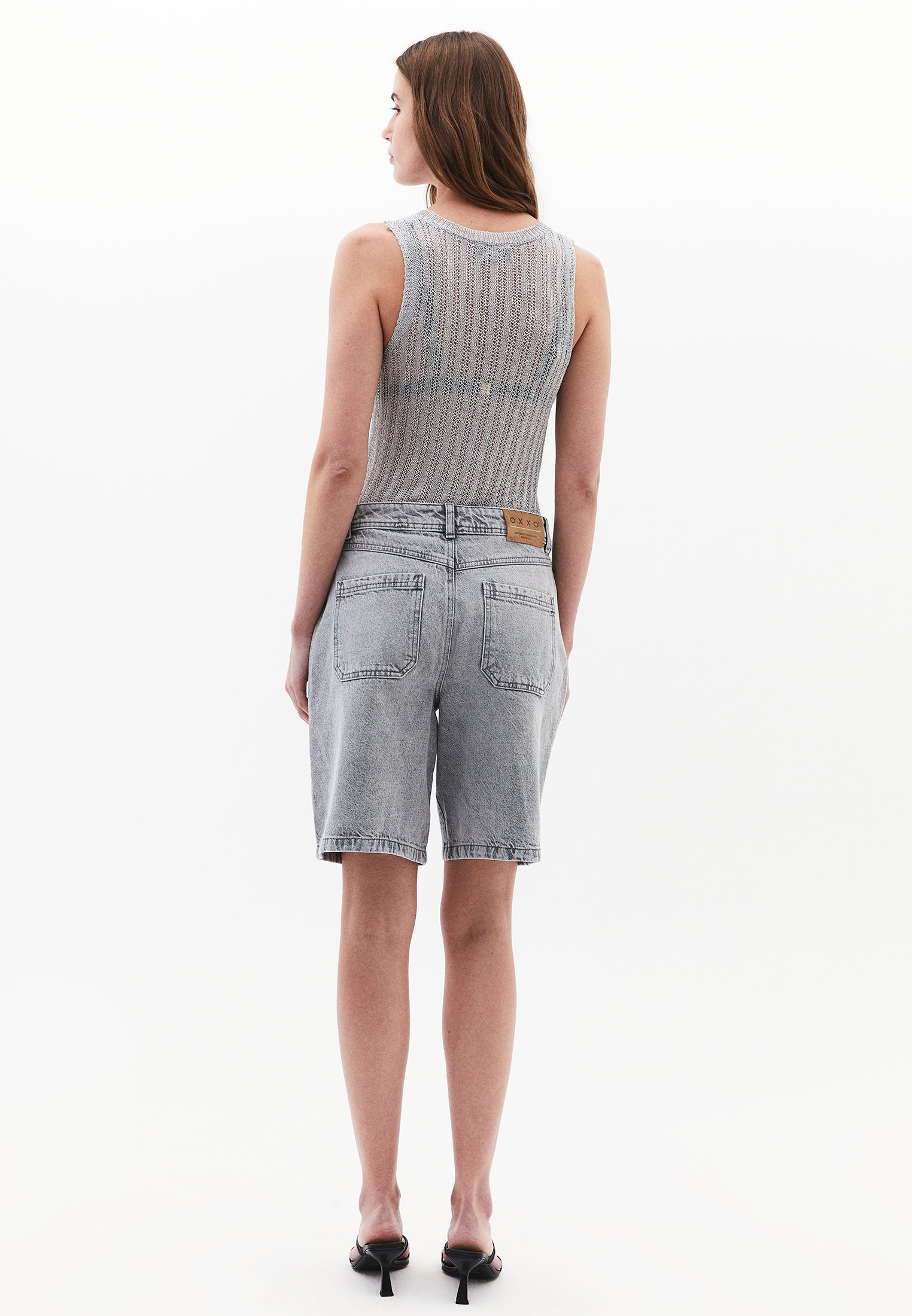 Cotton Denim Shorts - GREY DENIM