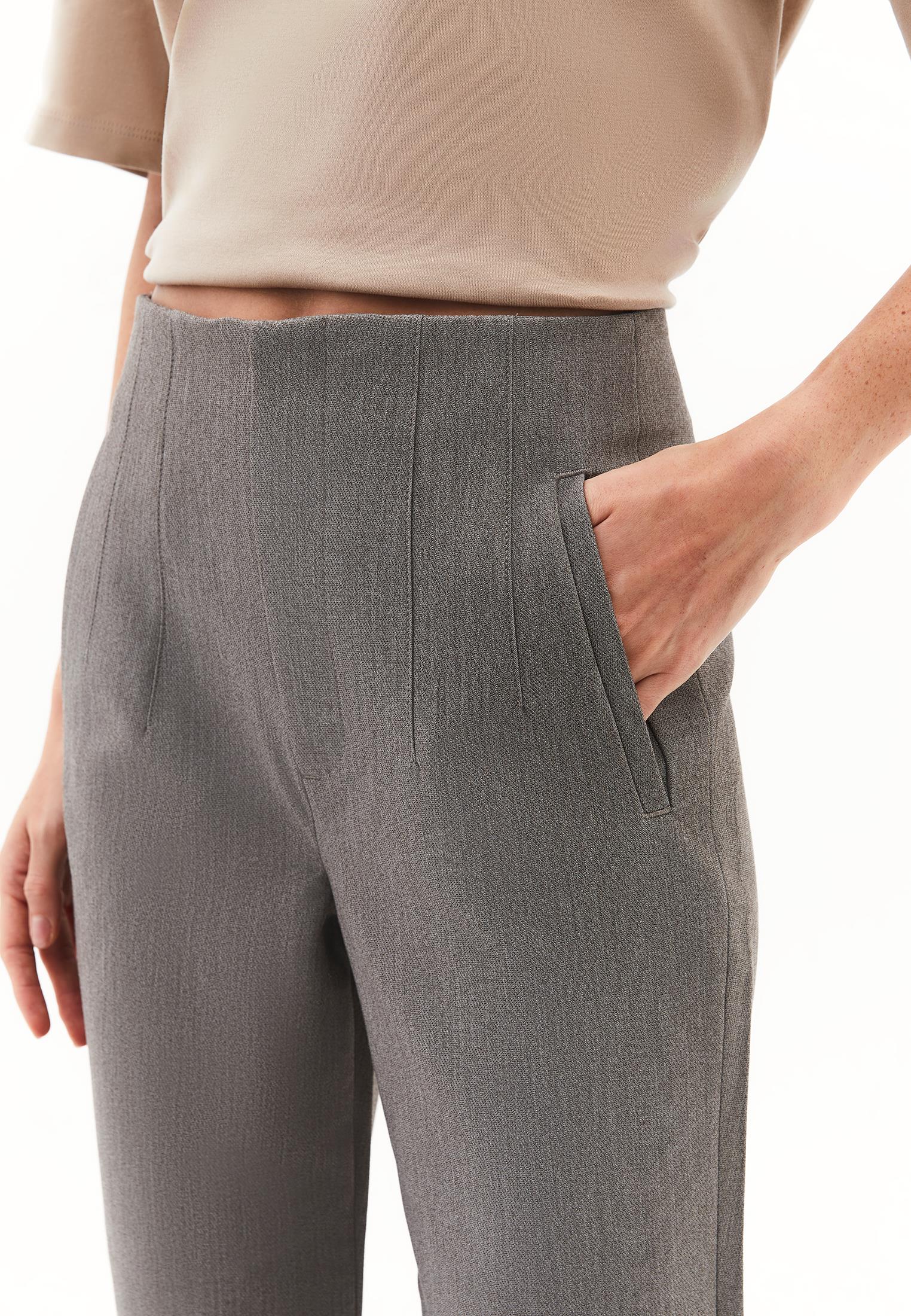 Carrot Cut High Waist Pants - GREY MELANGE