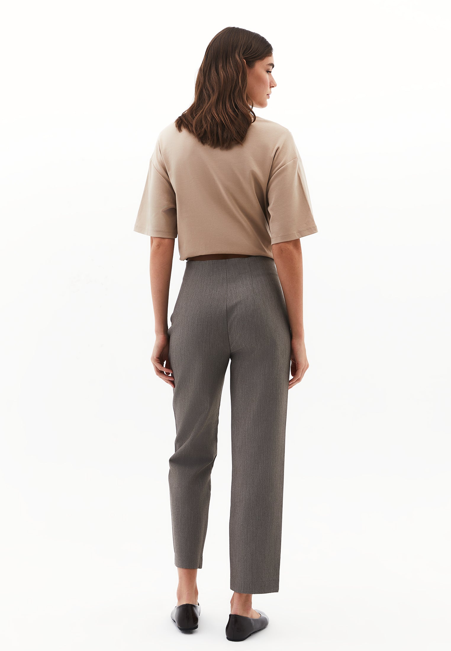 High waist carrot cut trousers - GREY MELANGE
