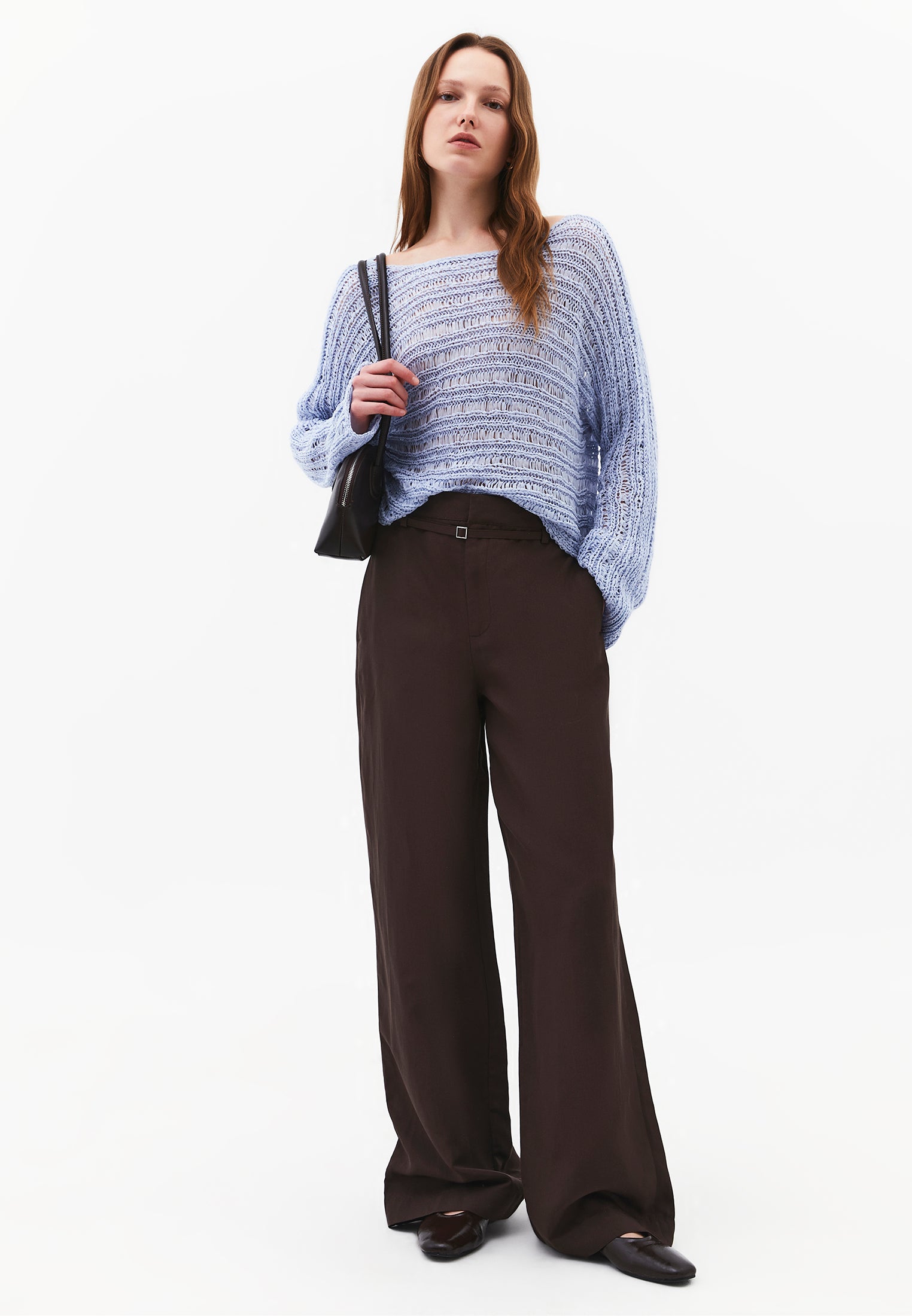 Ajour Standard Boat Neck Knit Sweater - HALOGEN BLUE