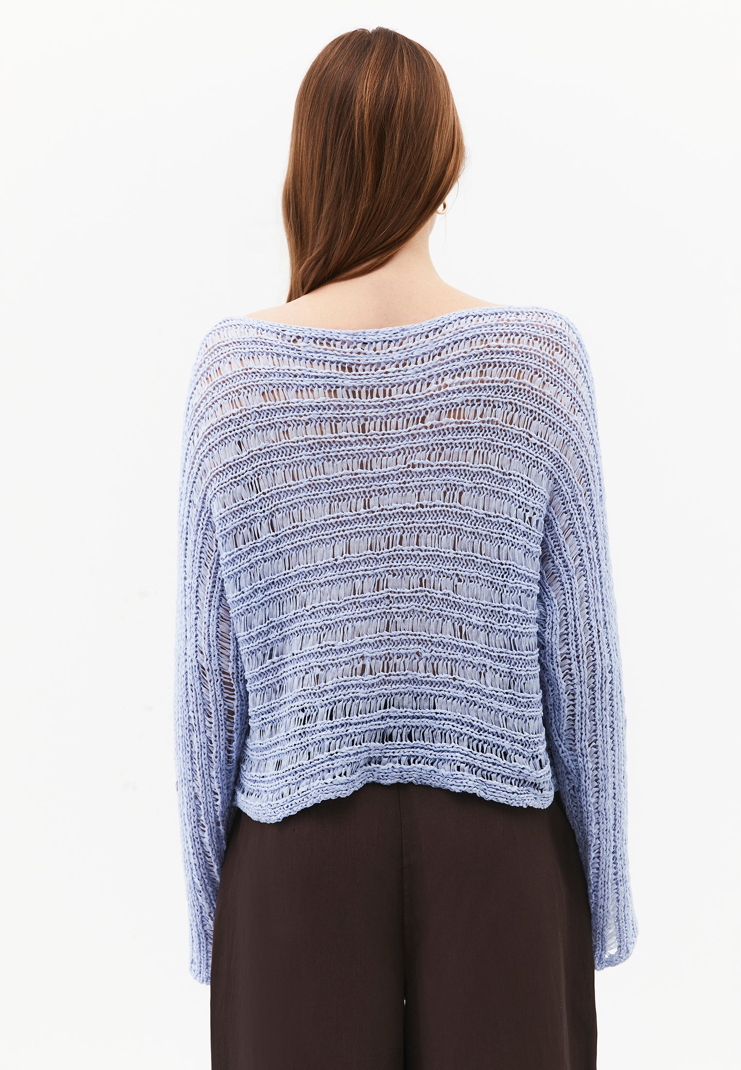 Ajour Standard Boat Neck Knit Sweater - HALOGEN BLUE
