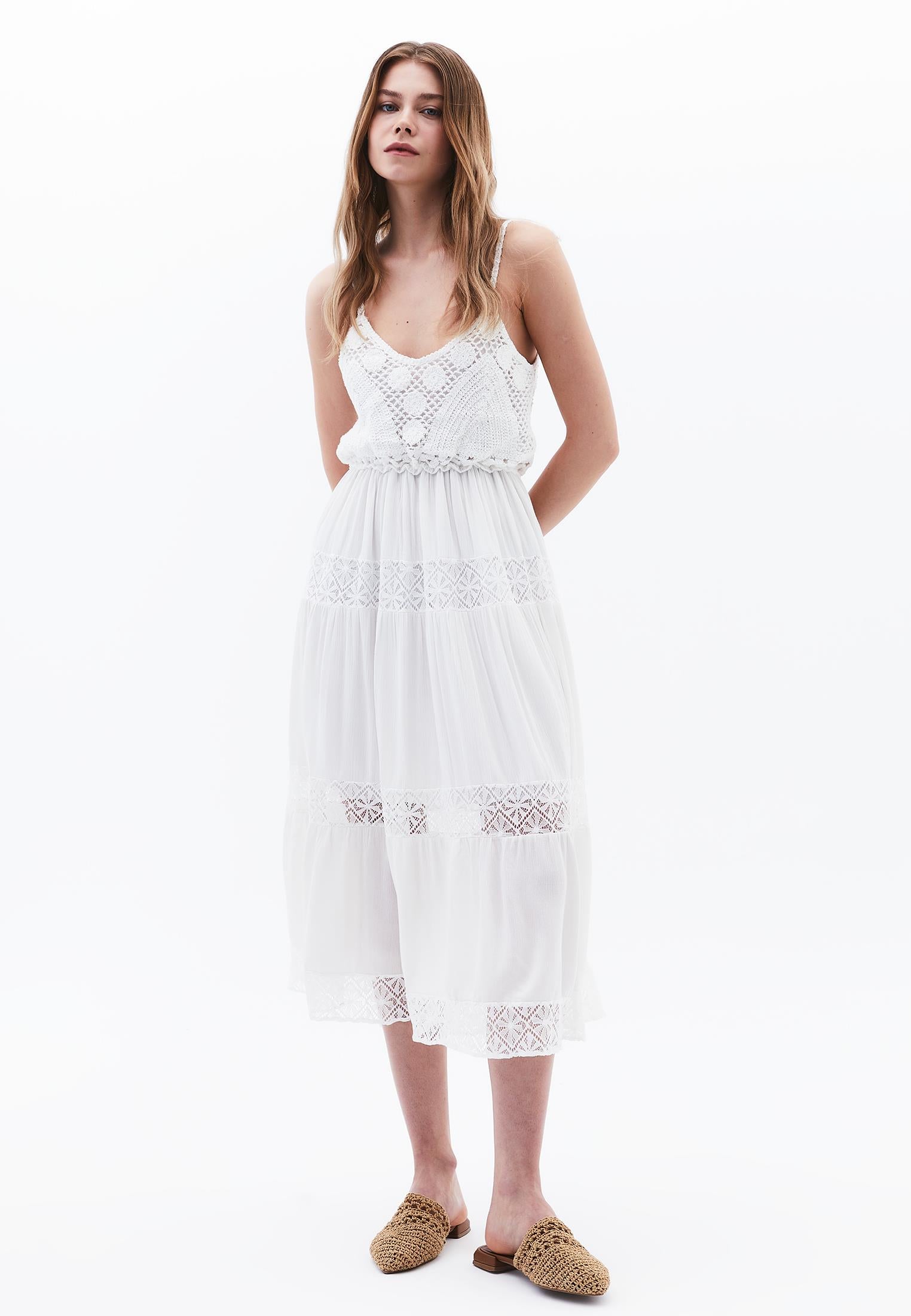 Bohemian Style Deep Neck Dress - ICE MILK