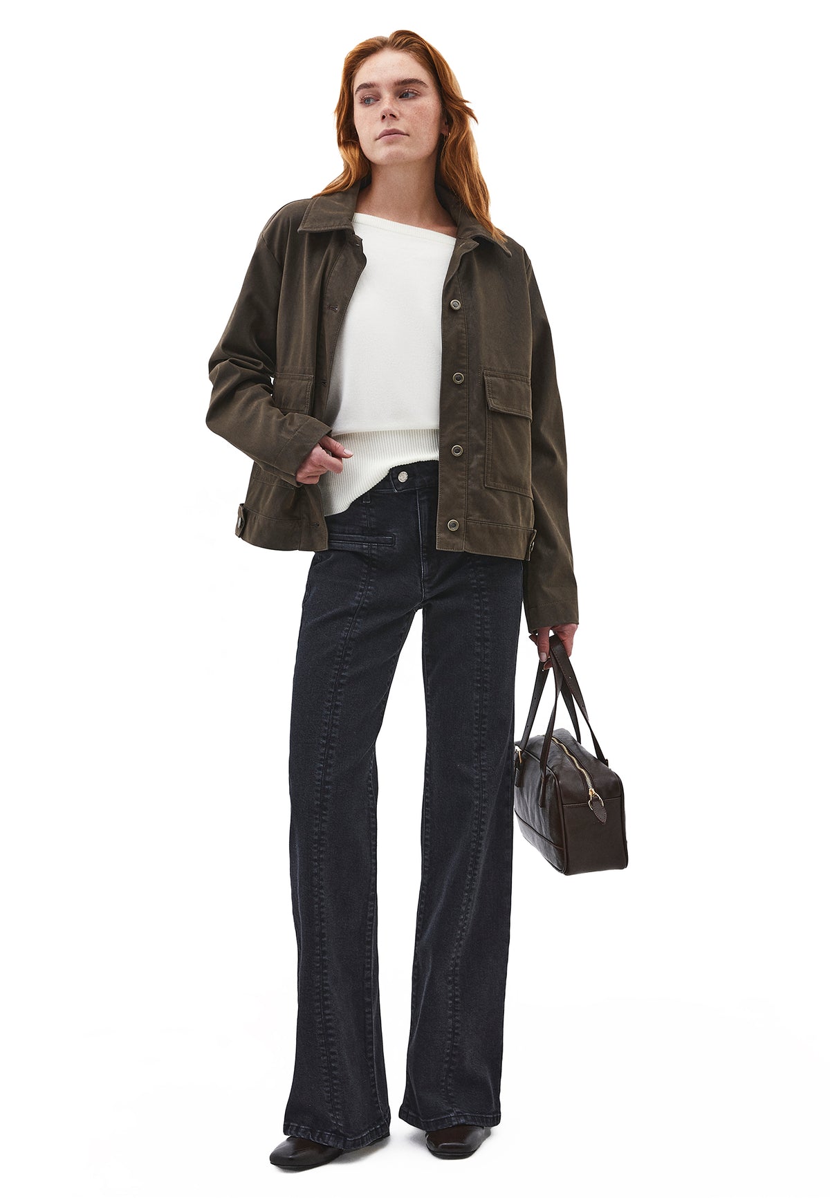 Boat Neck Long Sleeve Sweater - Cream