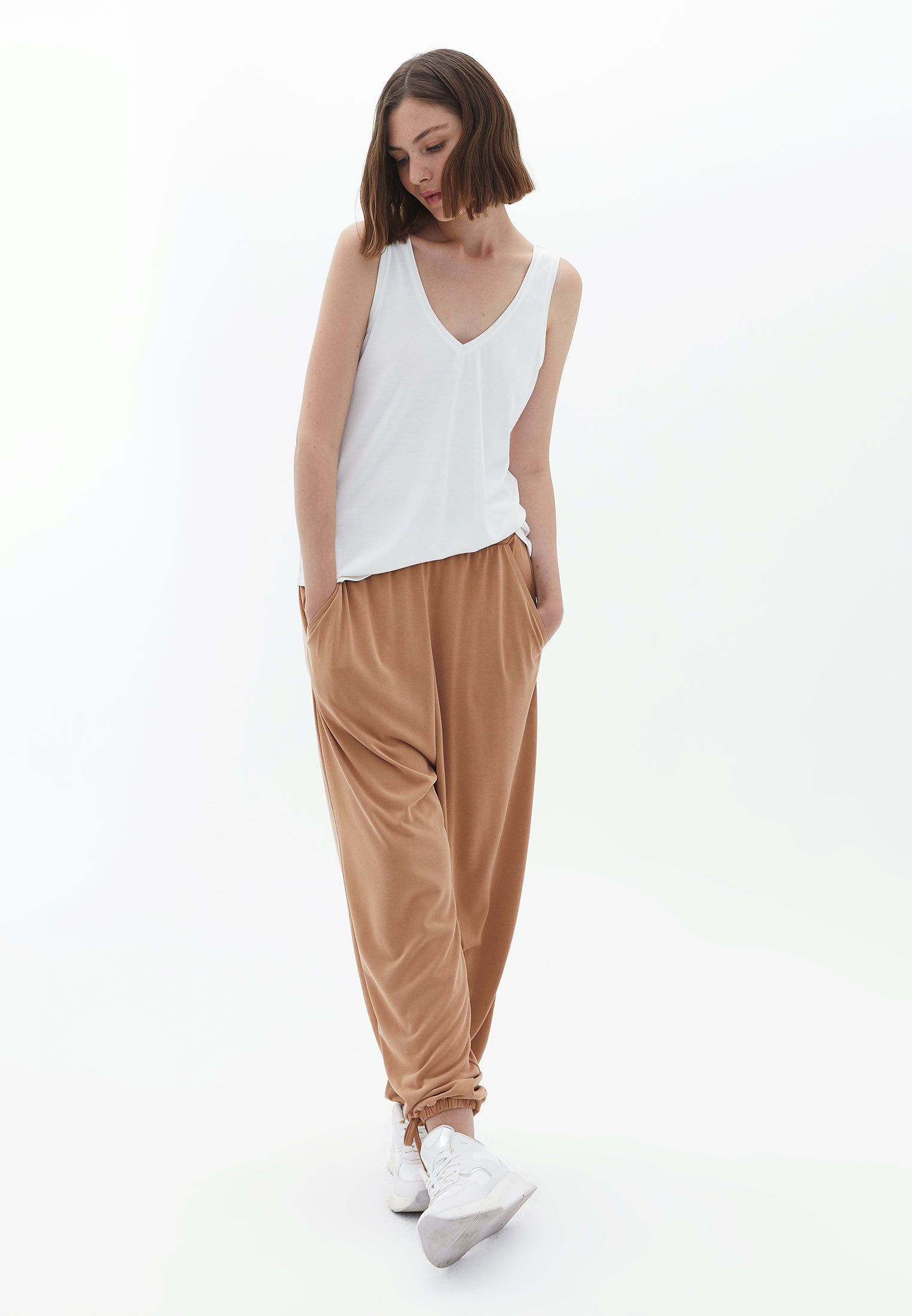 Sleeveless blouse with modal content - ICE MILK