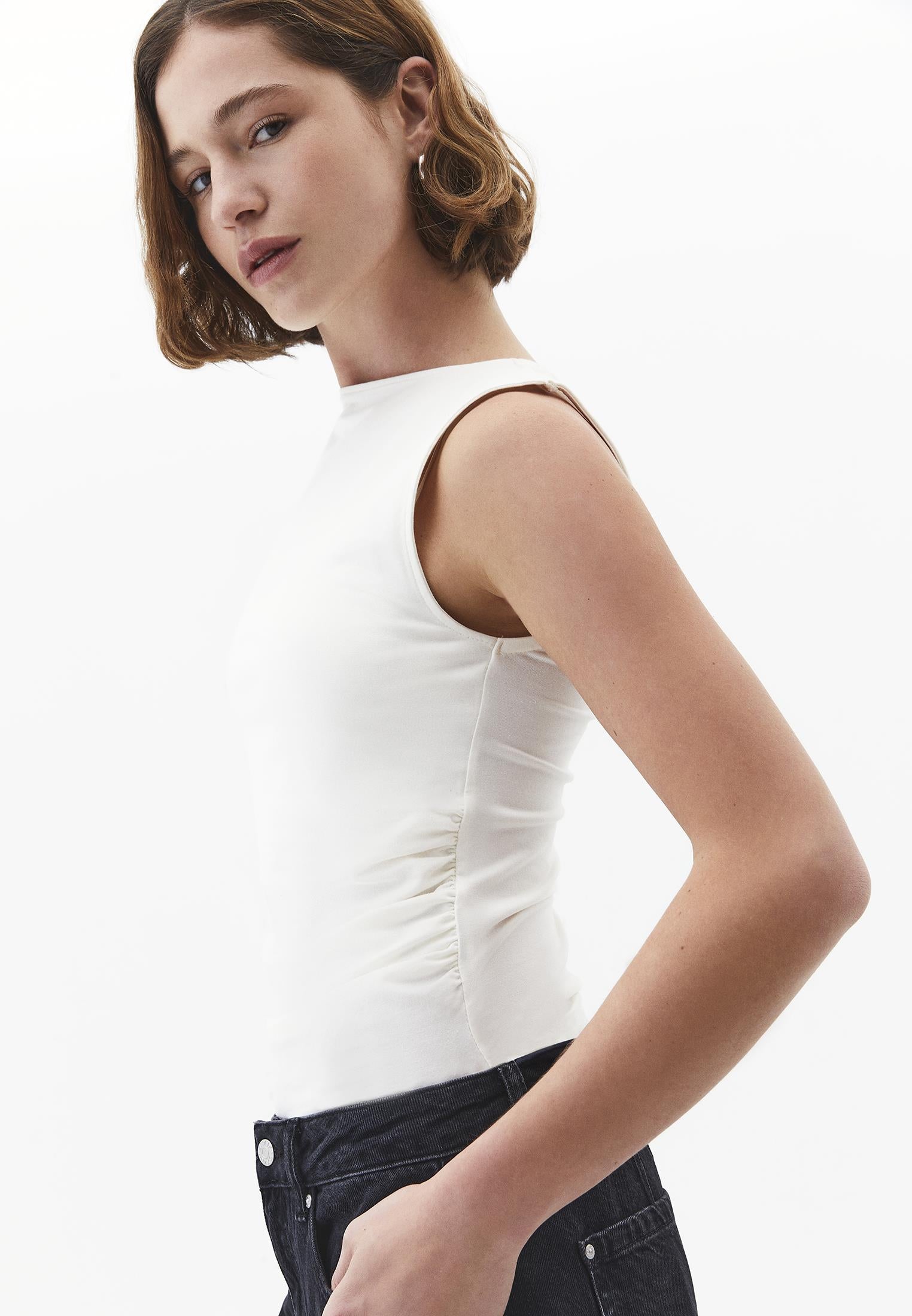 Boat Neck Bodycon Tank Top - ICE MILK