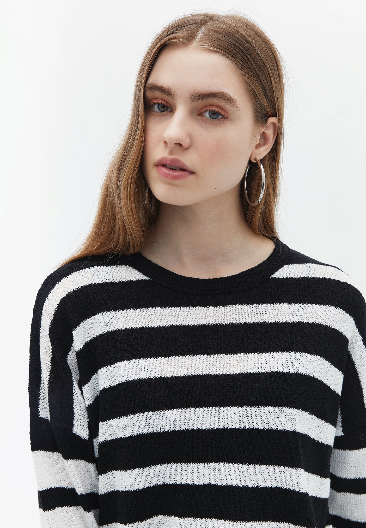 Striped boucle pullover - BLACK/ICE MILK