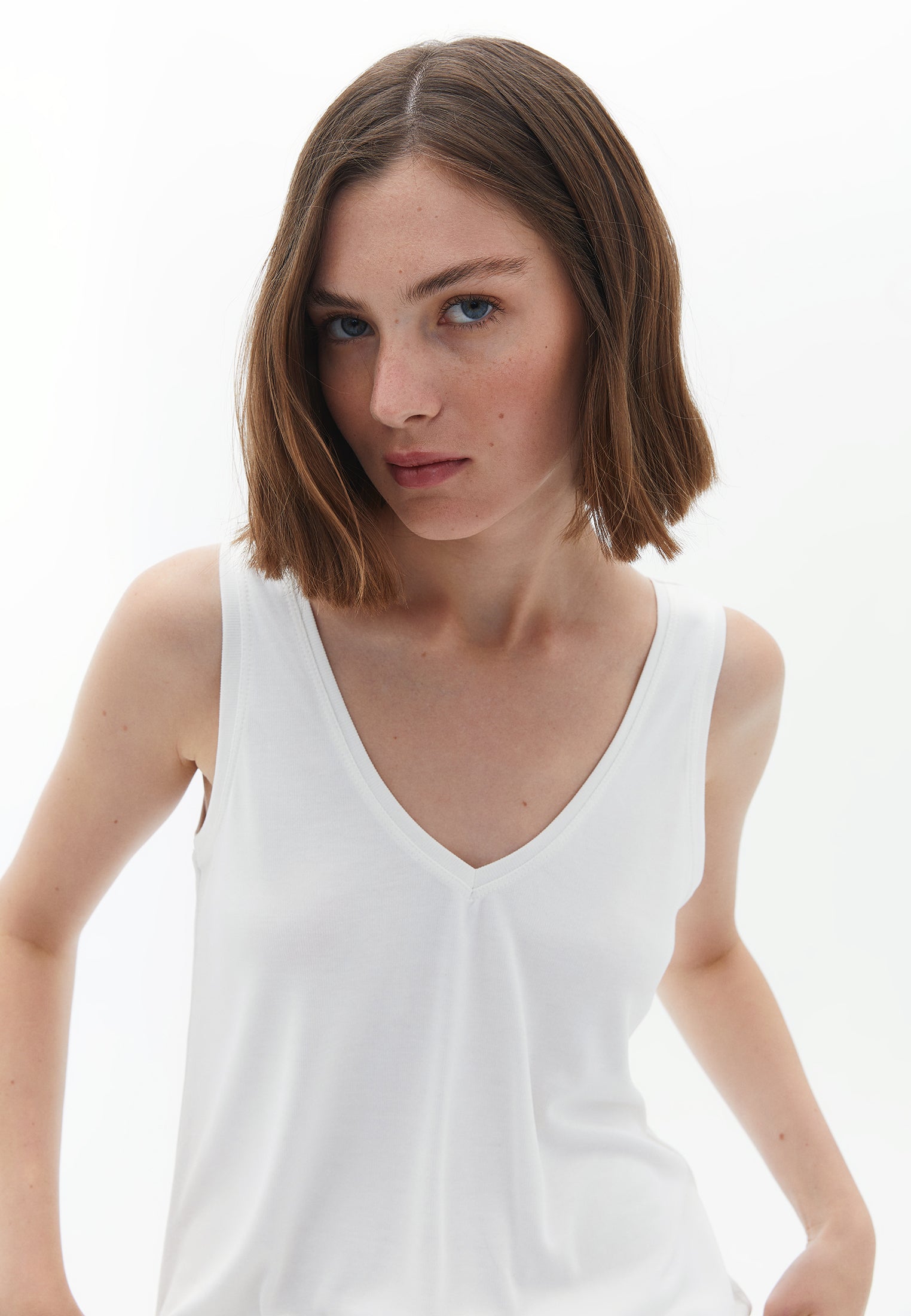 Sleeveless blouse with modal content - ICE MILK