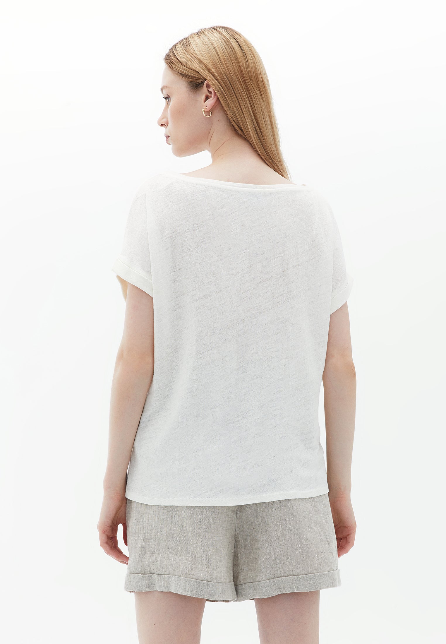Boat neck linen t-shirt - ICE MILK