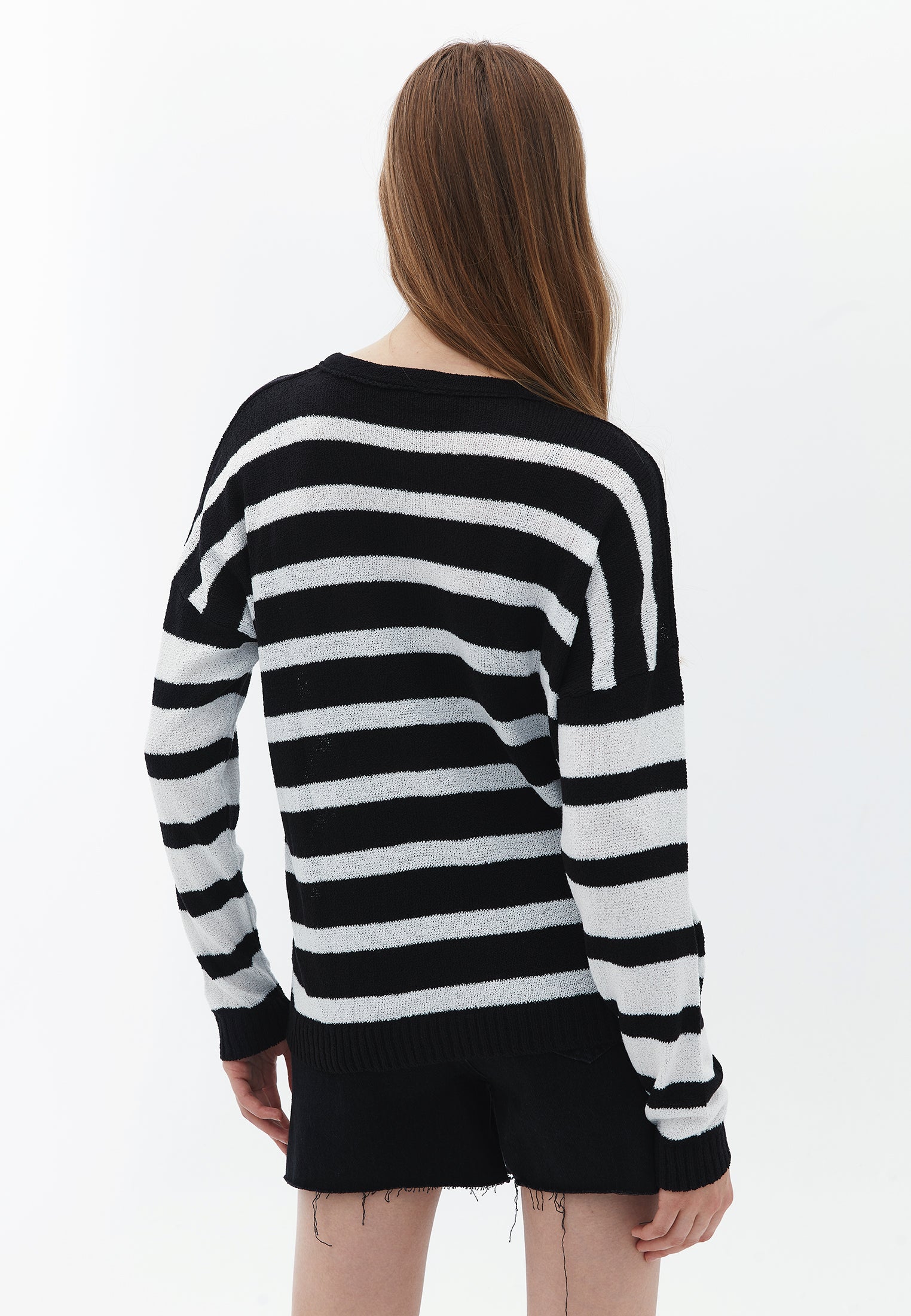 Striped boucle pullover - BLACK/ICE MILK
