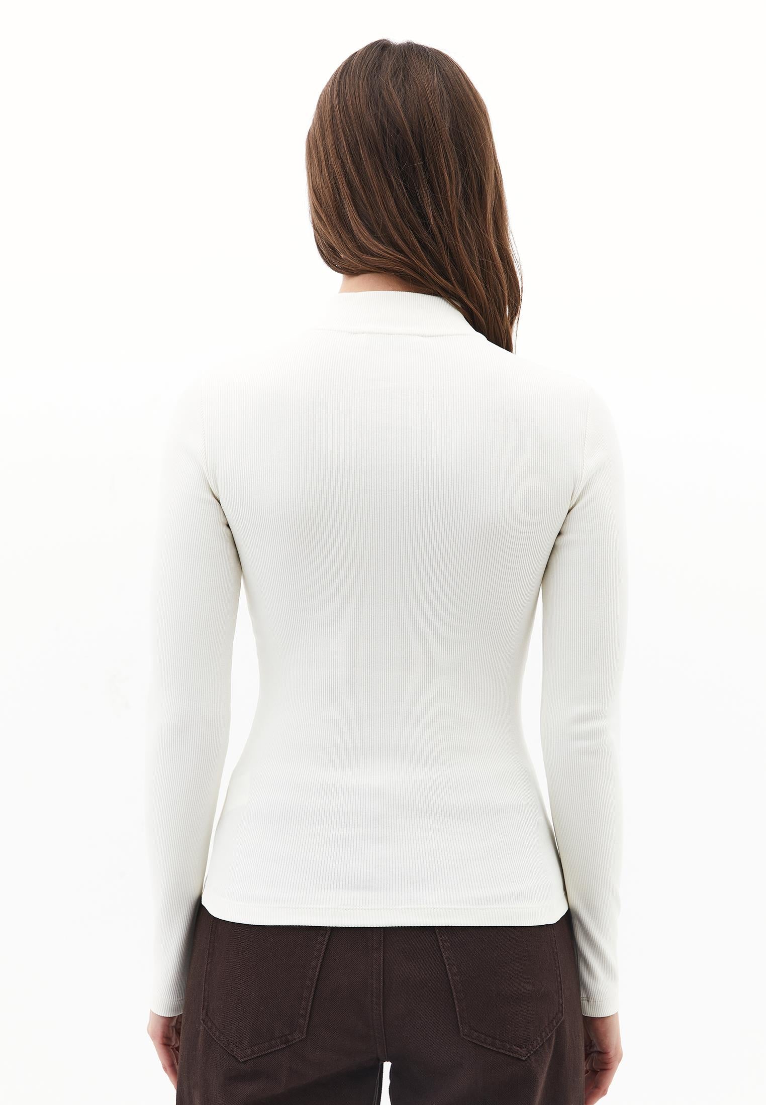 High Neck T-Shirt With Zipper Detail - ICE MILK