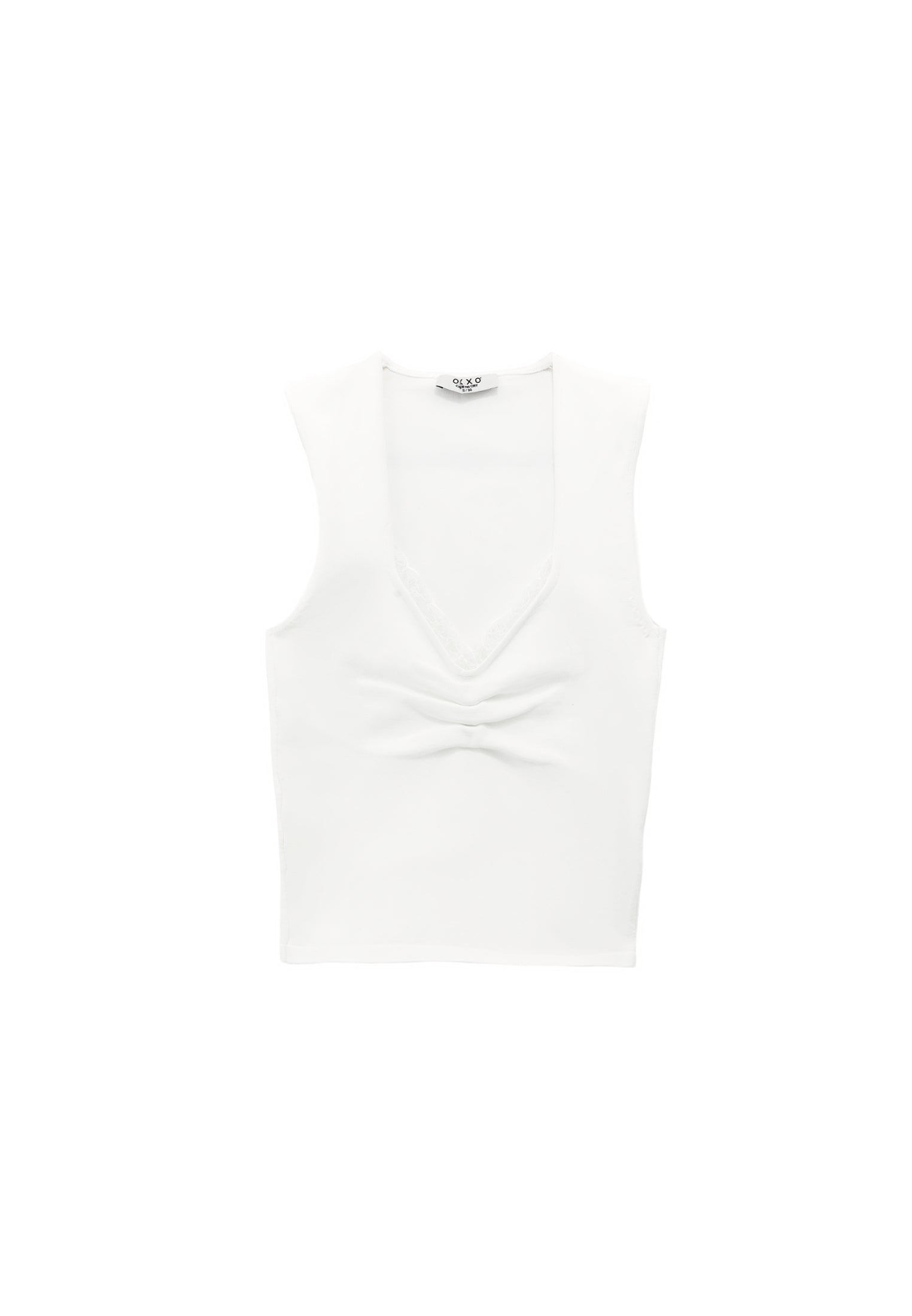 V Neck Sleeveless Bodycon Tank Top - ICE MILK