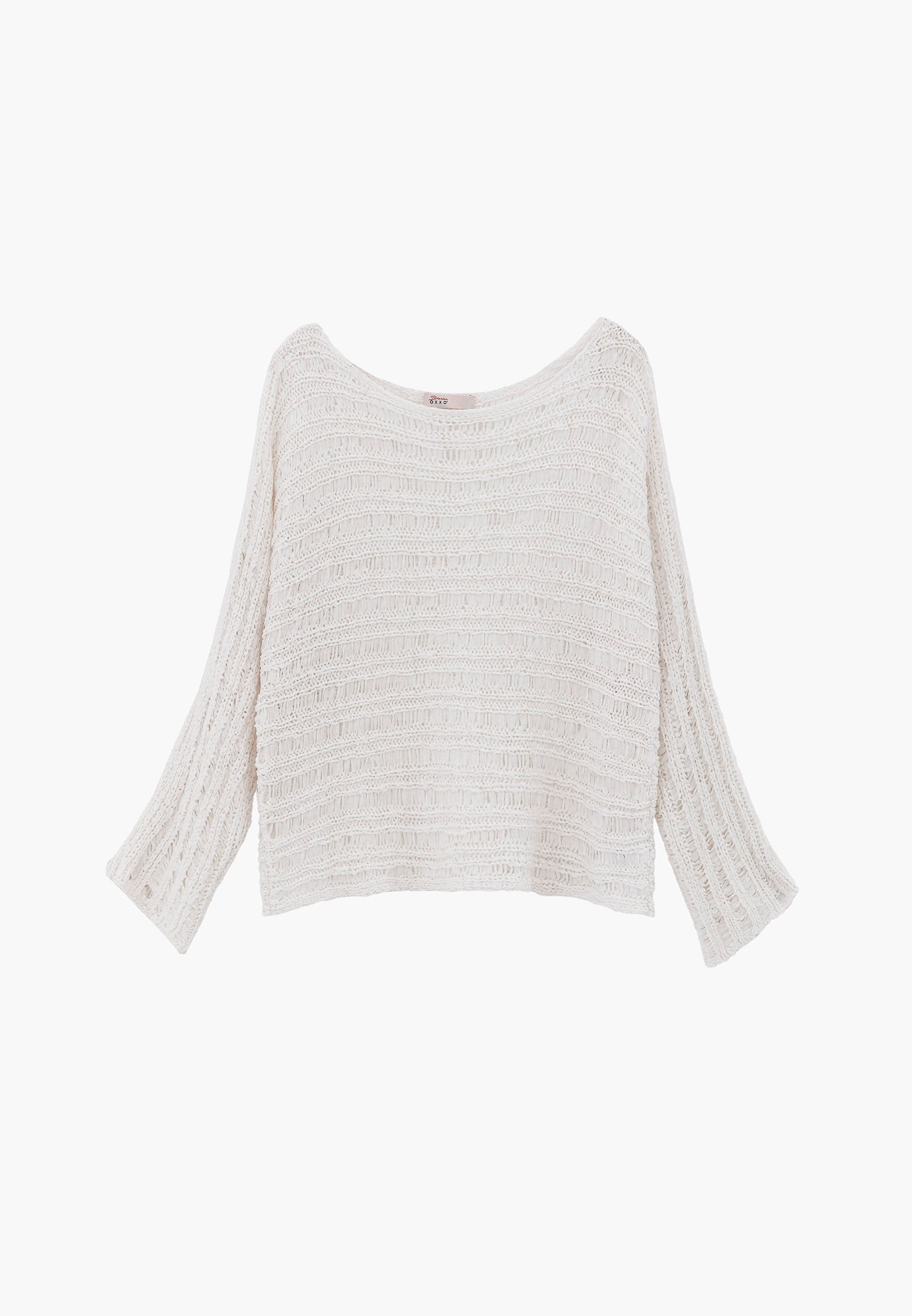 Ajour Standard Boat Neck Knit Sweater - ICE MILK