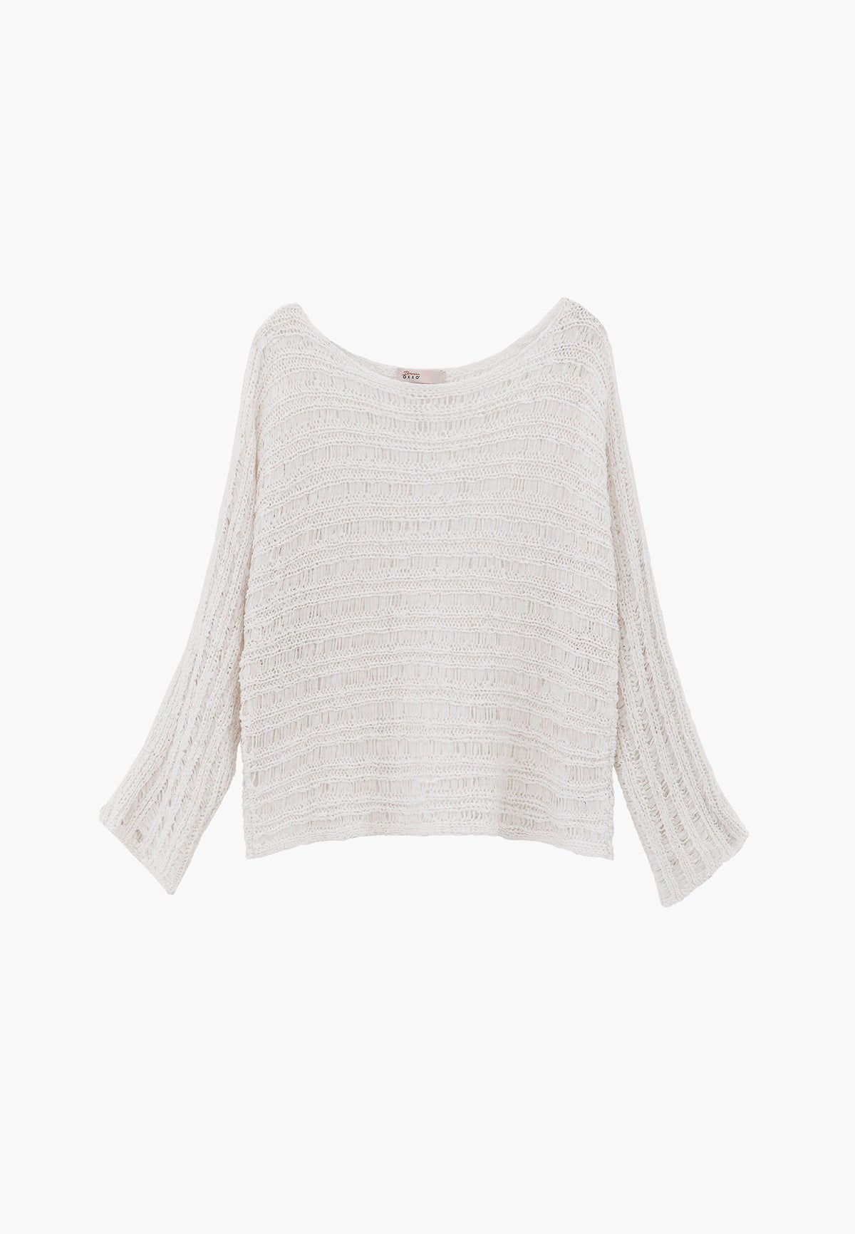 Ajour Standard Boat Neck Knit Sweater - ICE MILK