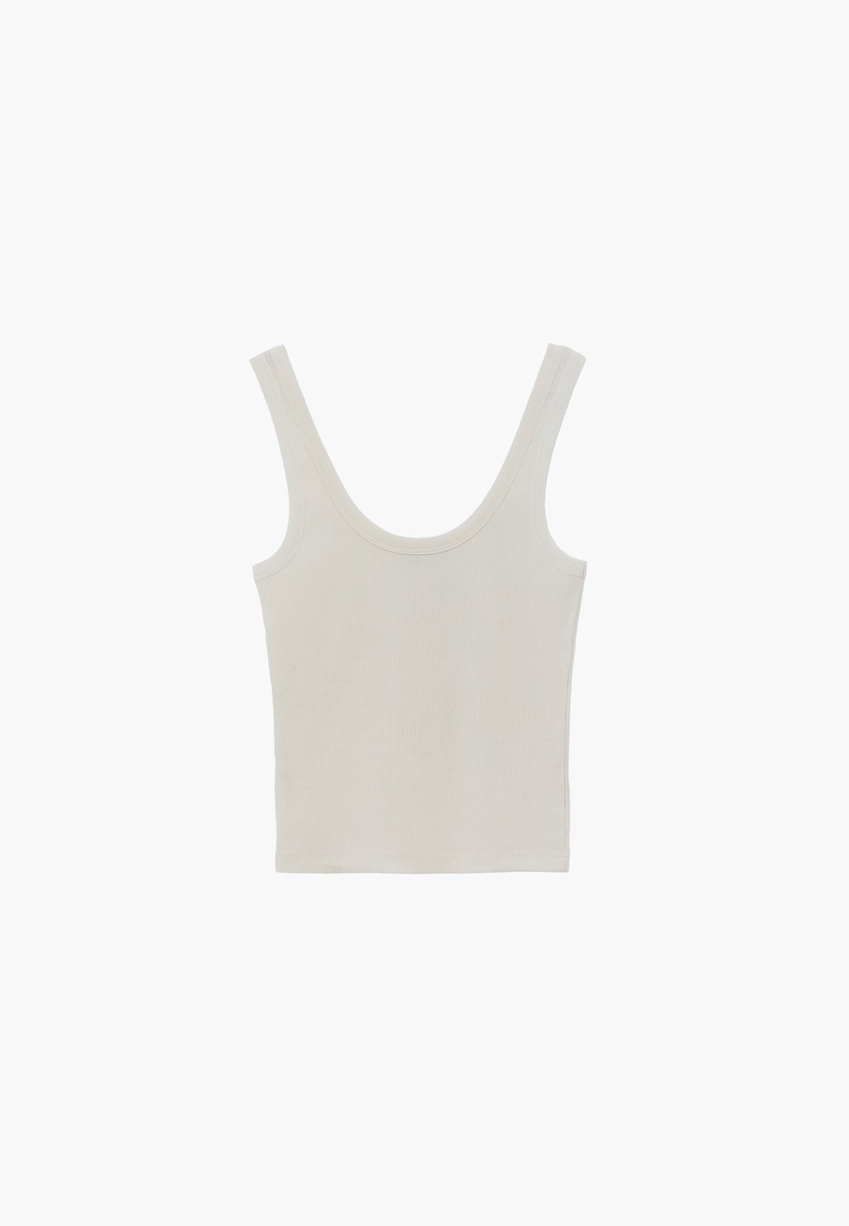 U Neck Bodycon Ribbed Tank Top - Cream