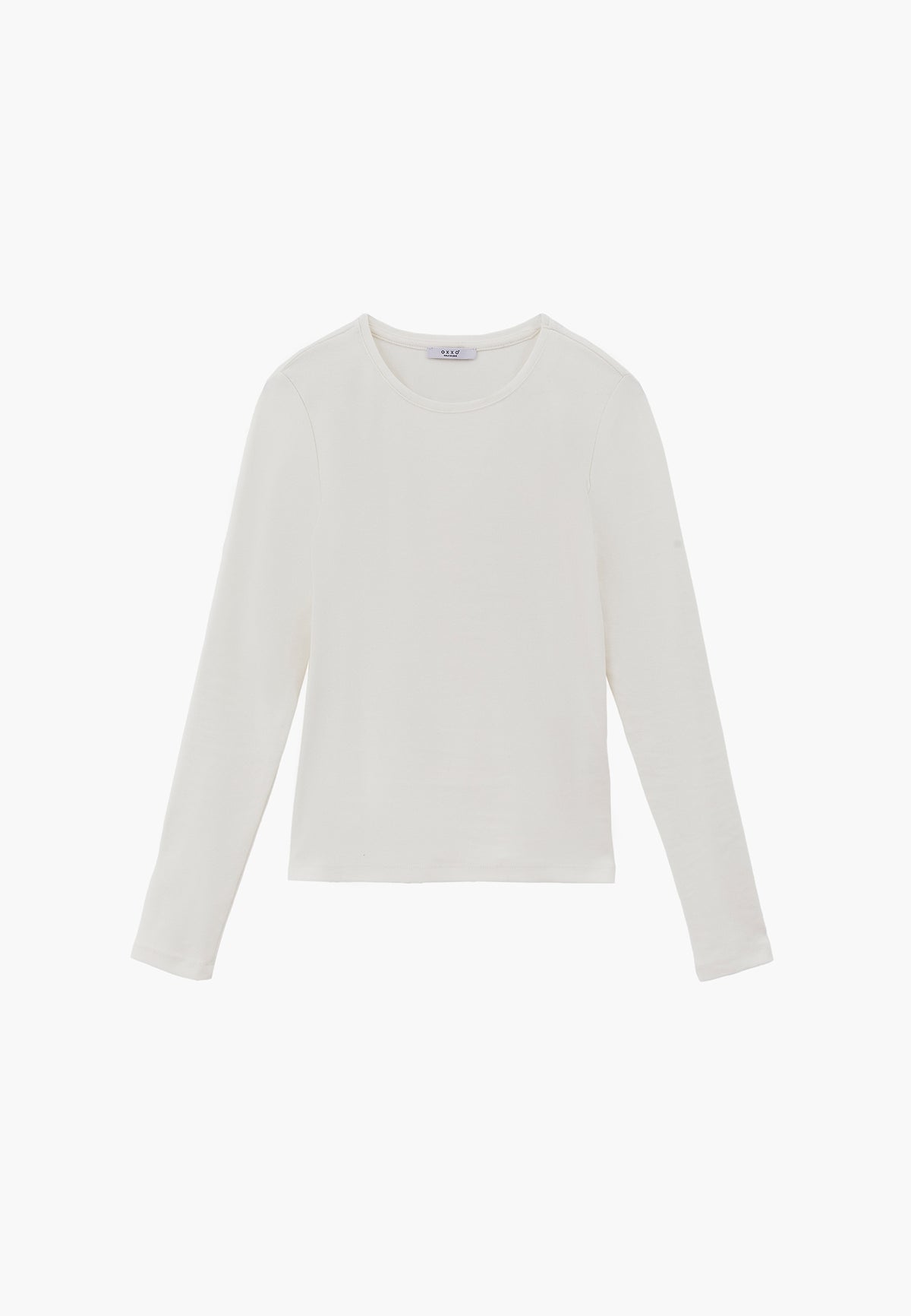 Crew Neck Long Sleeve T-Shirt - Cream