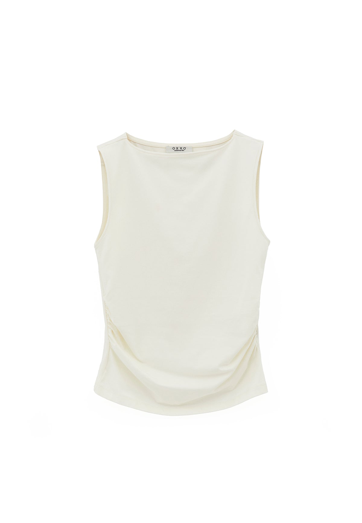 Boat Neck Bodycon Tank Top - Cream