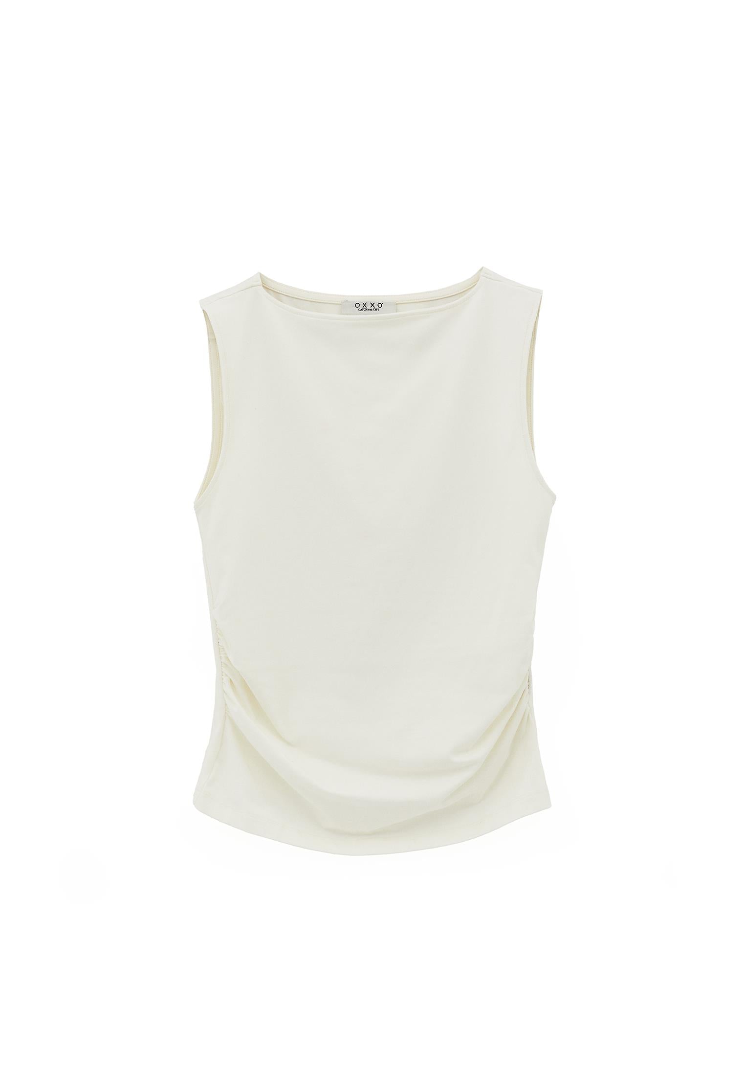 Boat Neck Bodycon Tank Top - ICE MILK