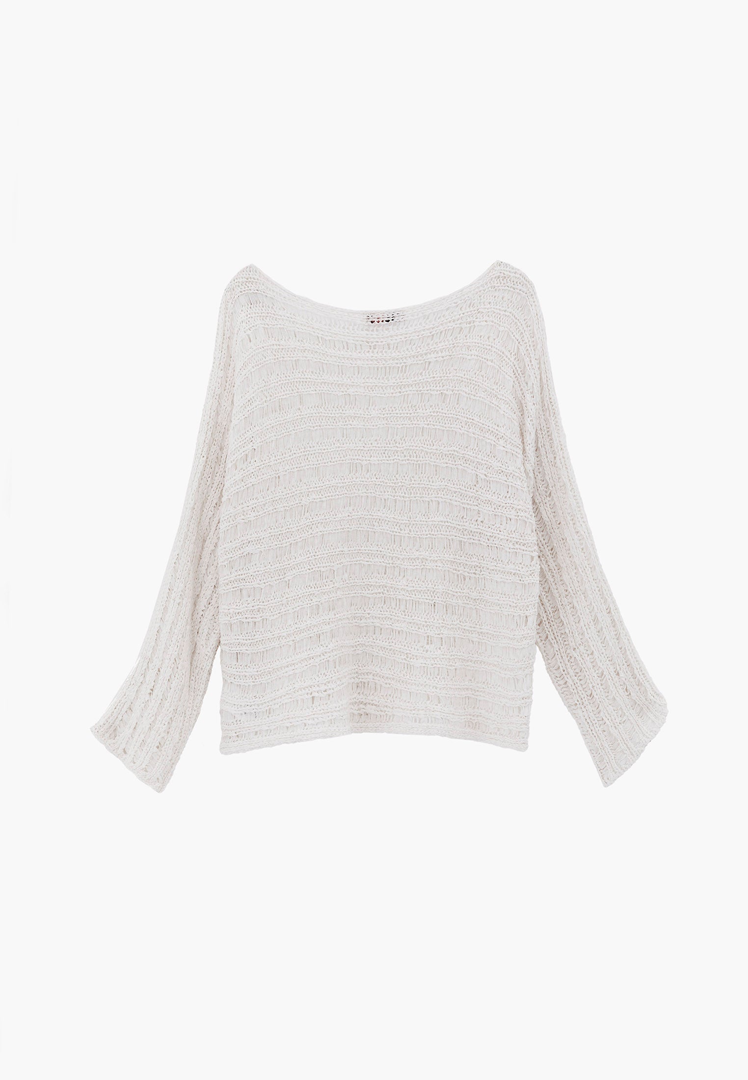 Ajour Standard Boat Neck Knit Sweater - ICE MILK