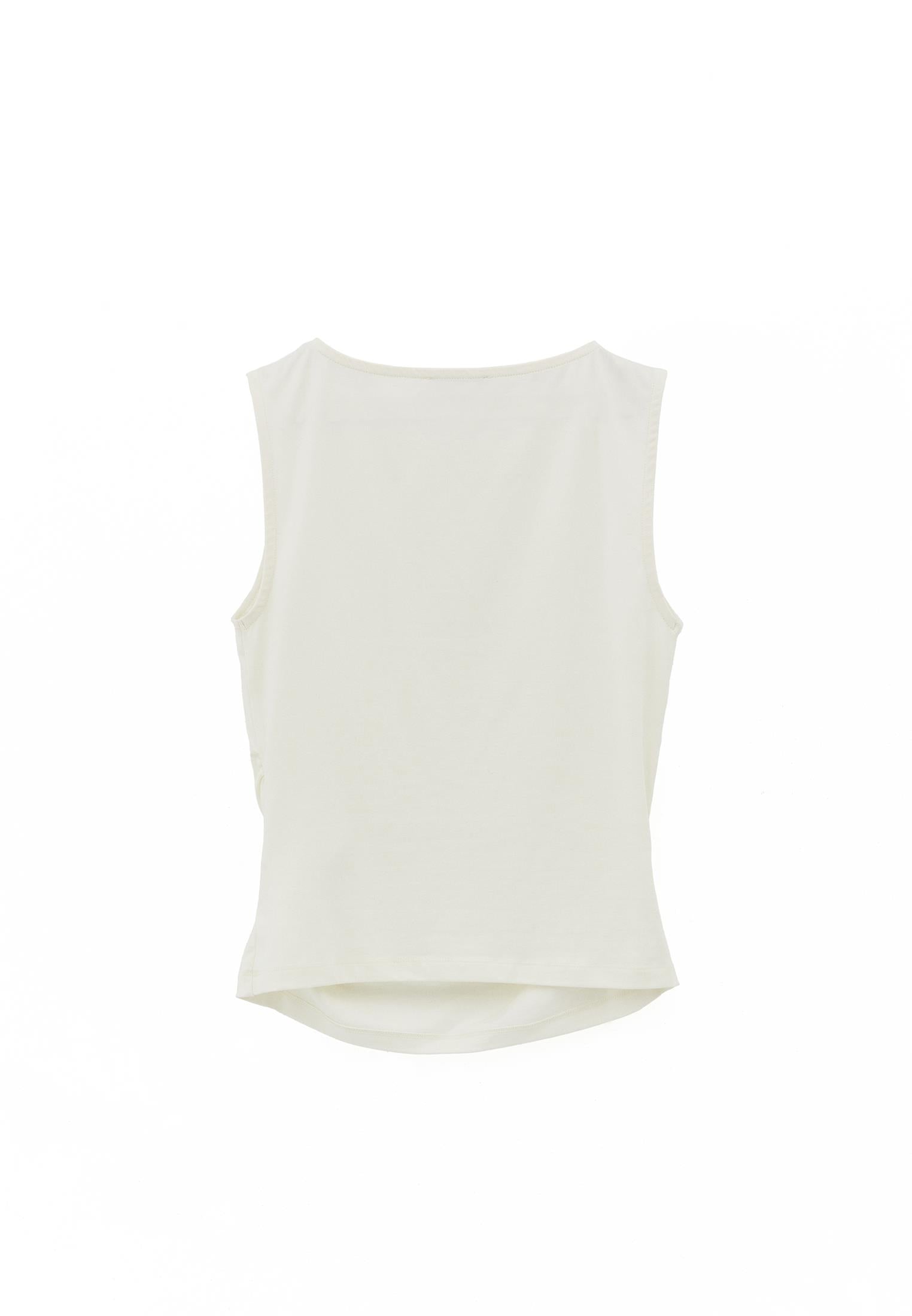 Boat Neck Bodycon Tank Top - ICE MILK