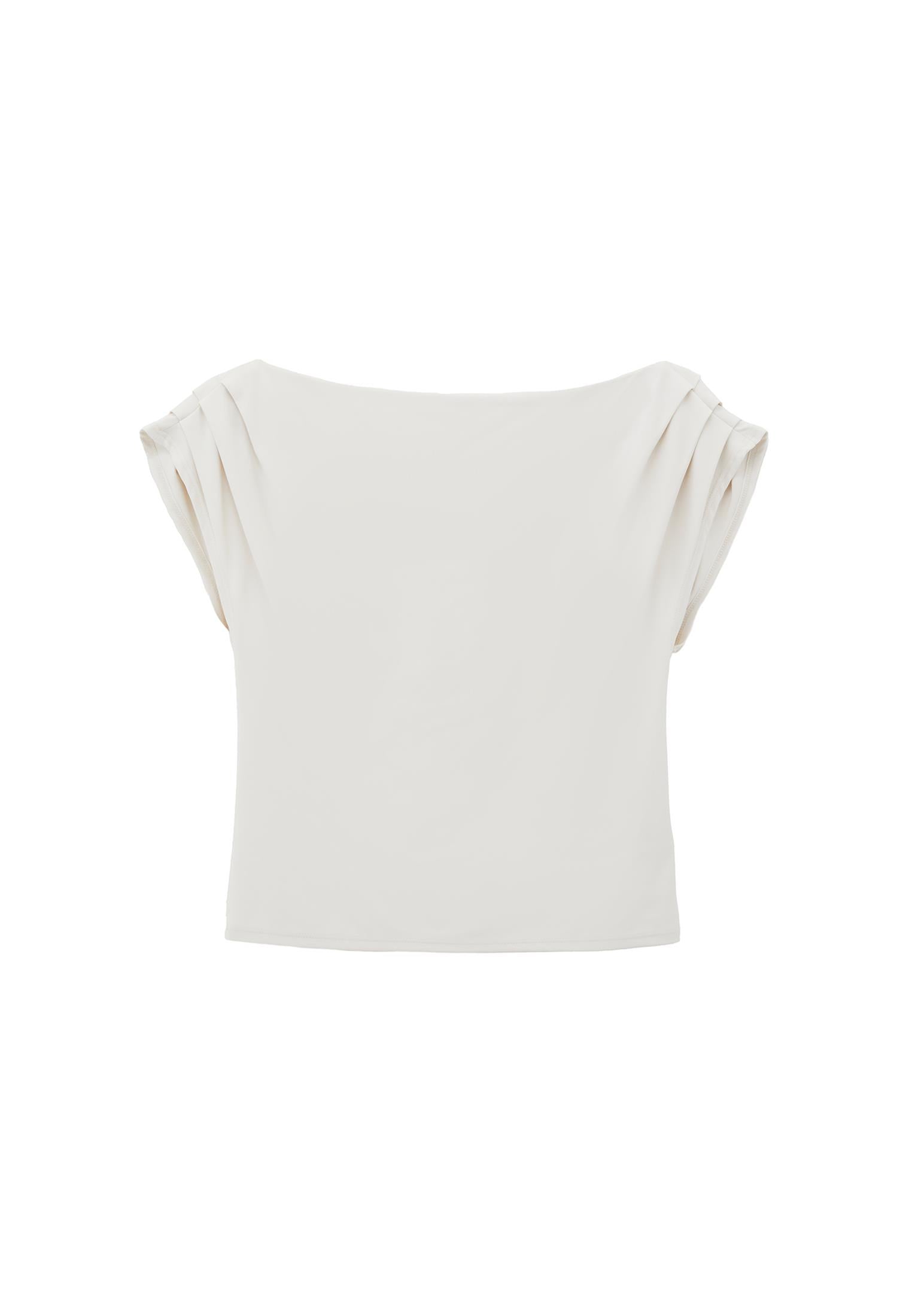 Boat Neck Sleeveless Standard Blouse - ICE MILK