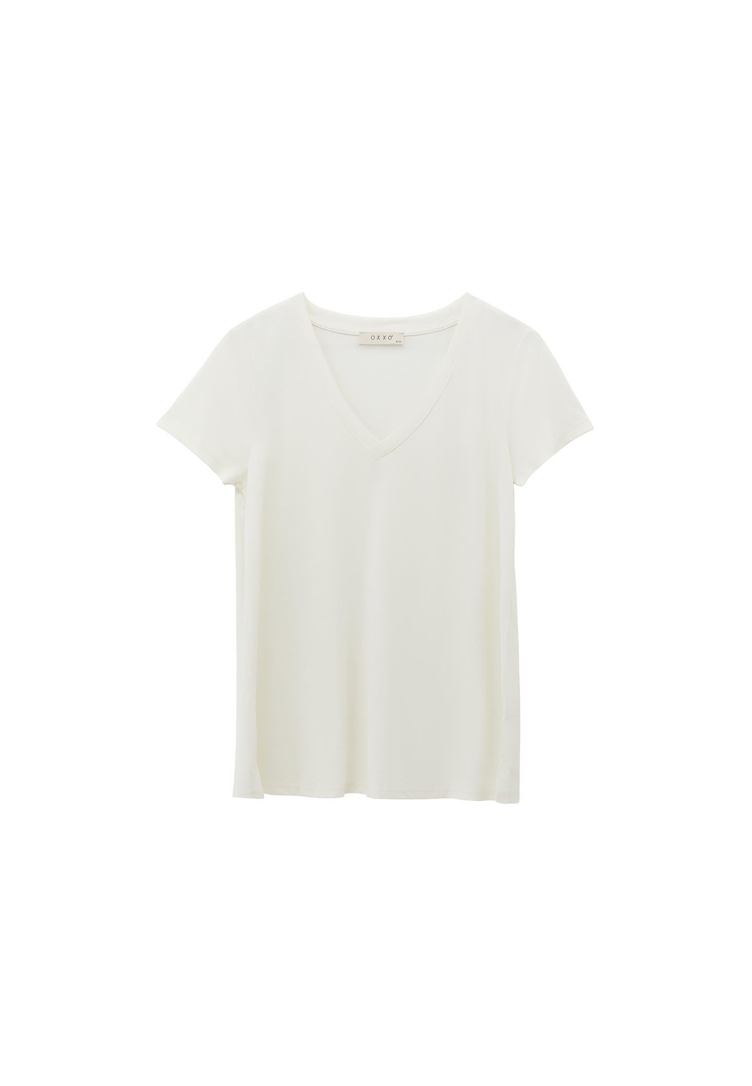 V Neck Slim Fit Short Sleeve T-Shirt - ICE MILK