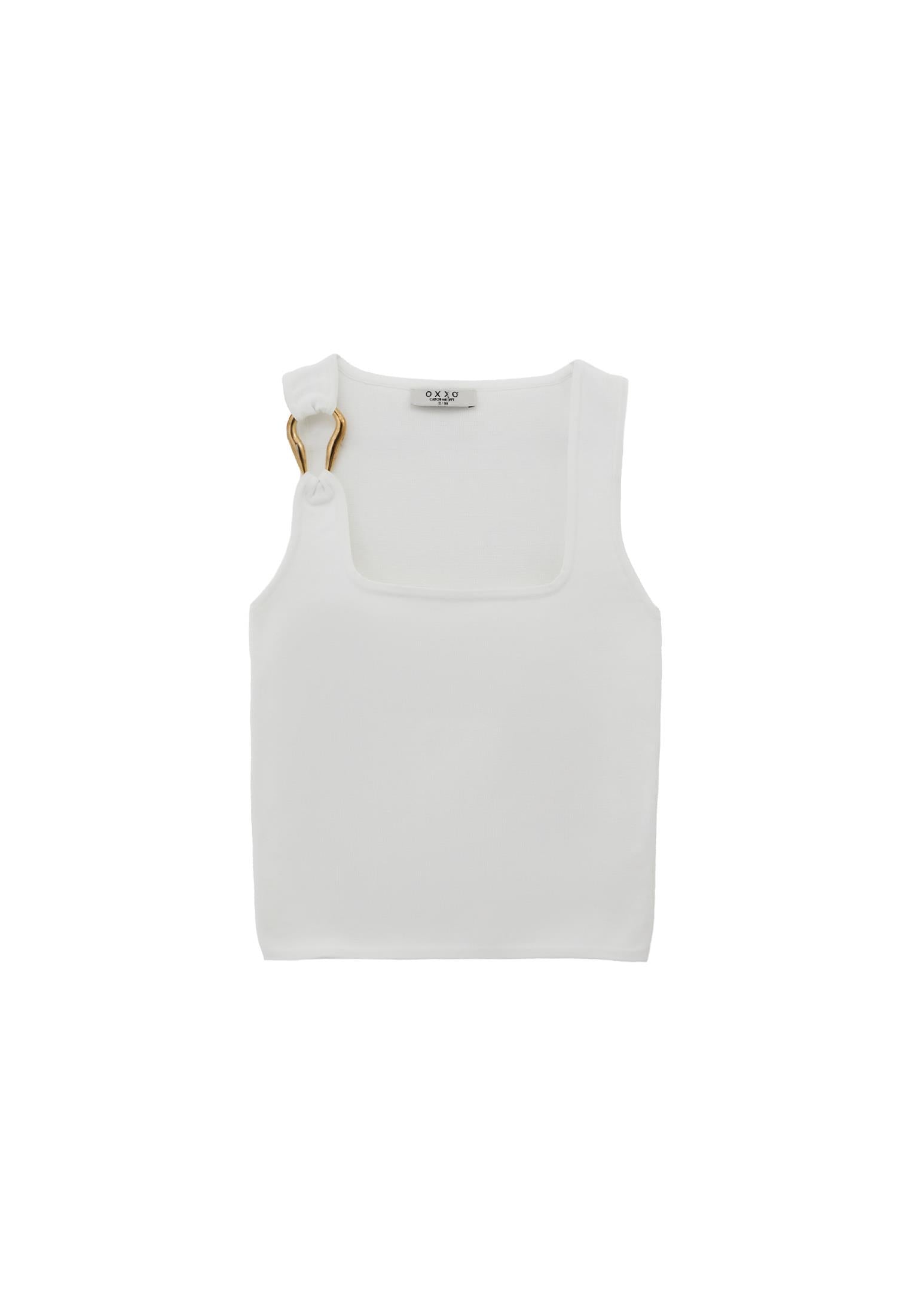 Buckled Crew Neck Tank Top - ICE MILK