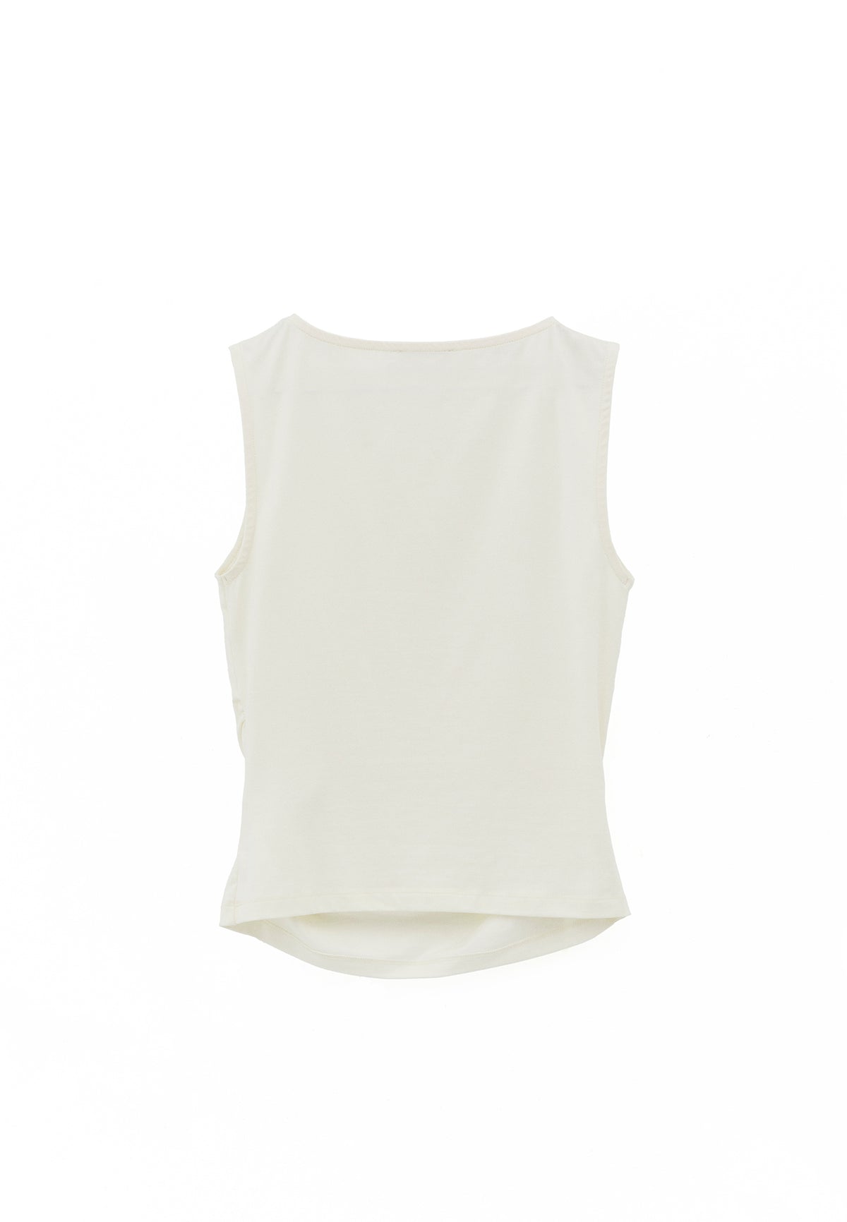Boat Neck Bodycon Tank Top - Cream