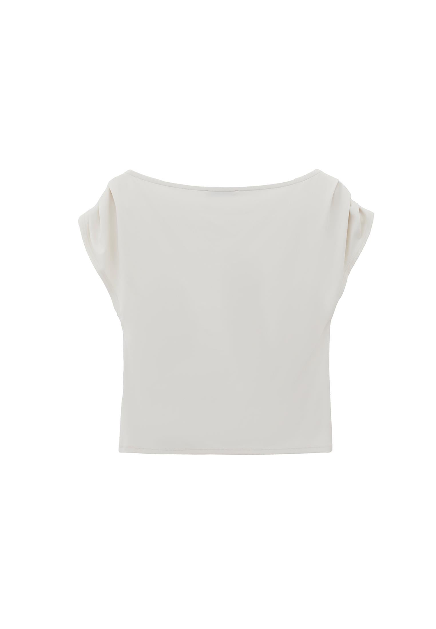 Boat Neck Sleeveless Standard Blouse - ICE MILK