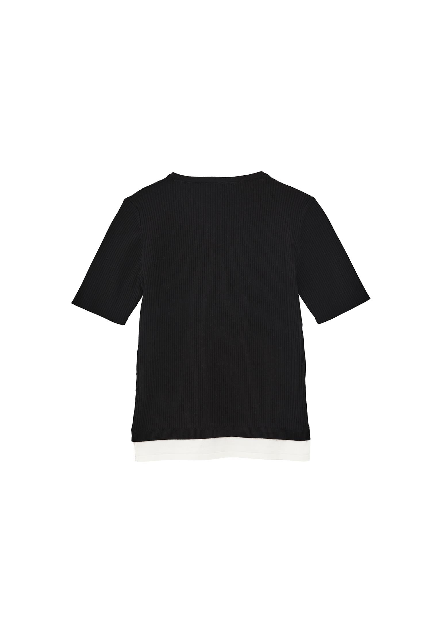 Comfortable Crew Neck T-Shirt - BLACK/ICE MILK