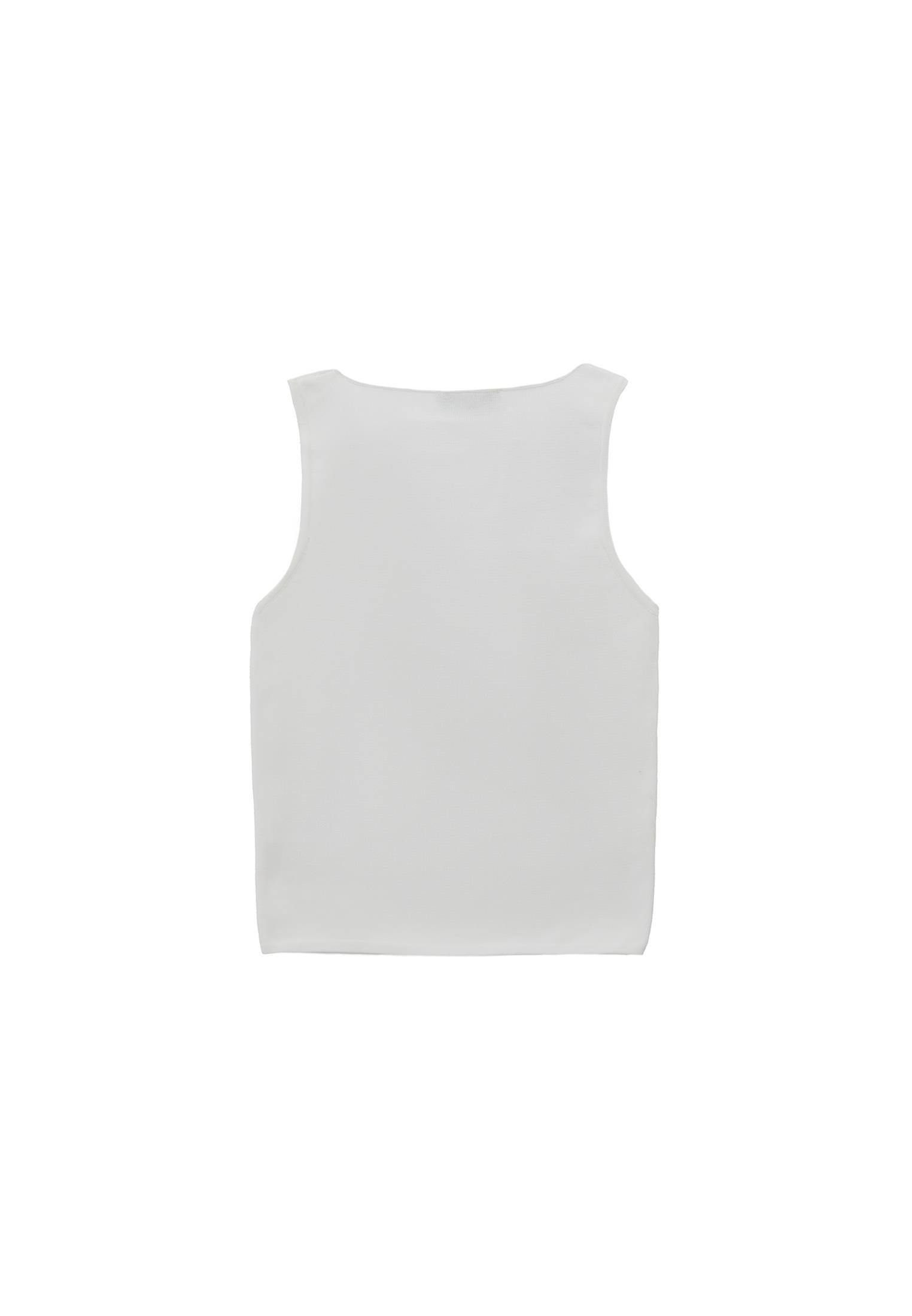 Buckled Crew Neck Tank Top - ICE MILK