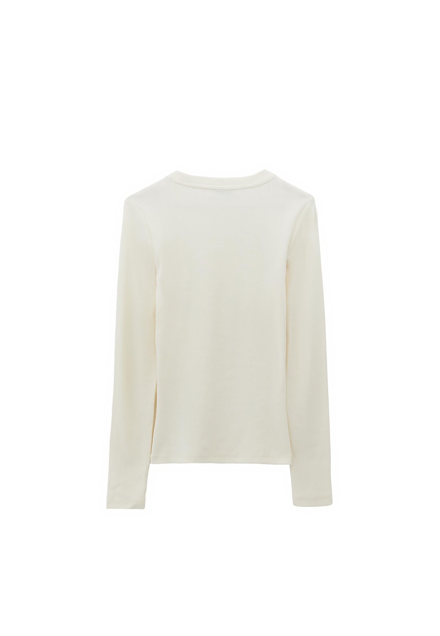 Bodycon Crew Neck T-Shirt - ICE MILK