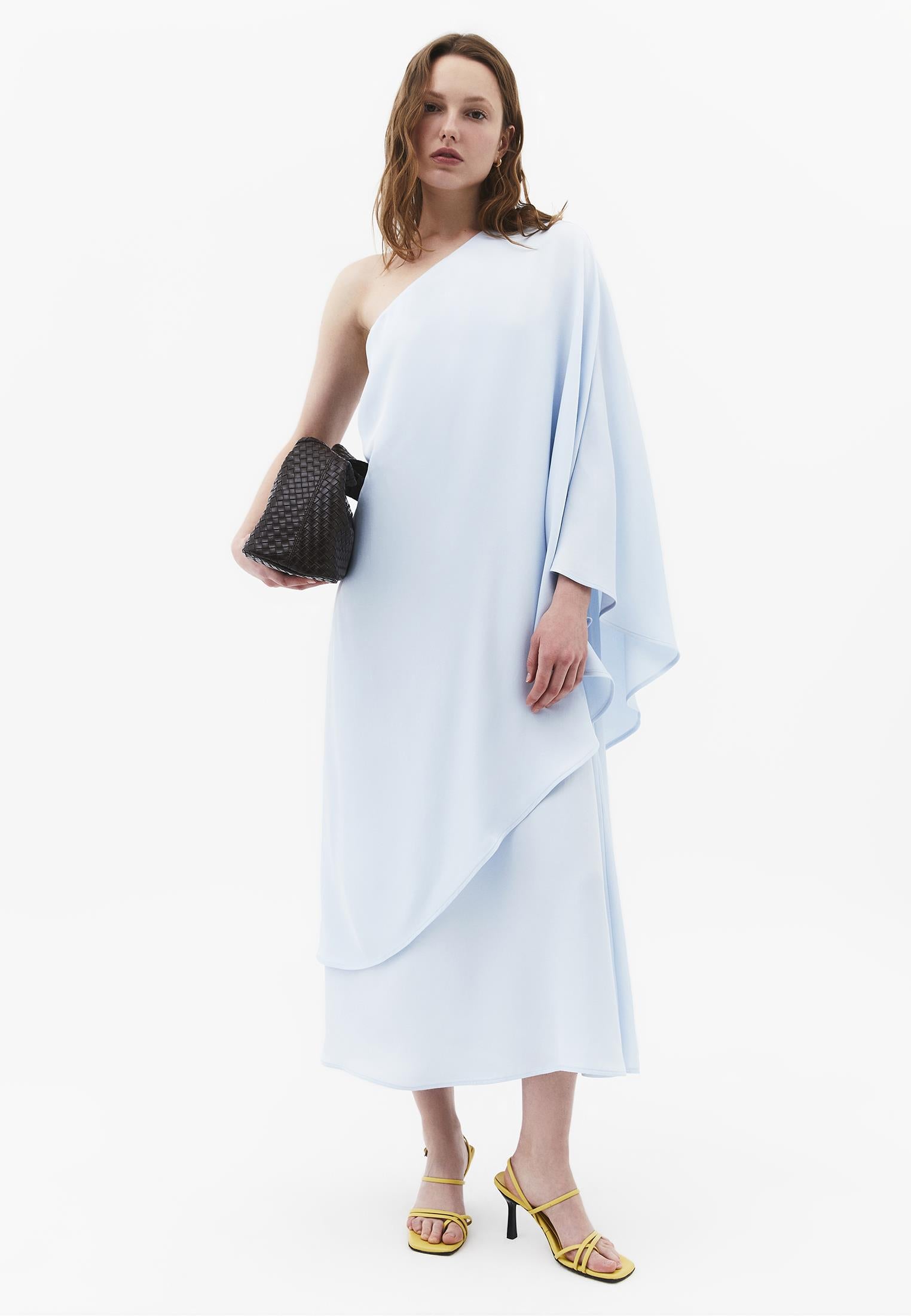 Asymmetric One Shoulder Long Dress - ICE WATER