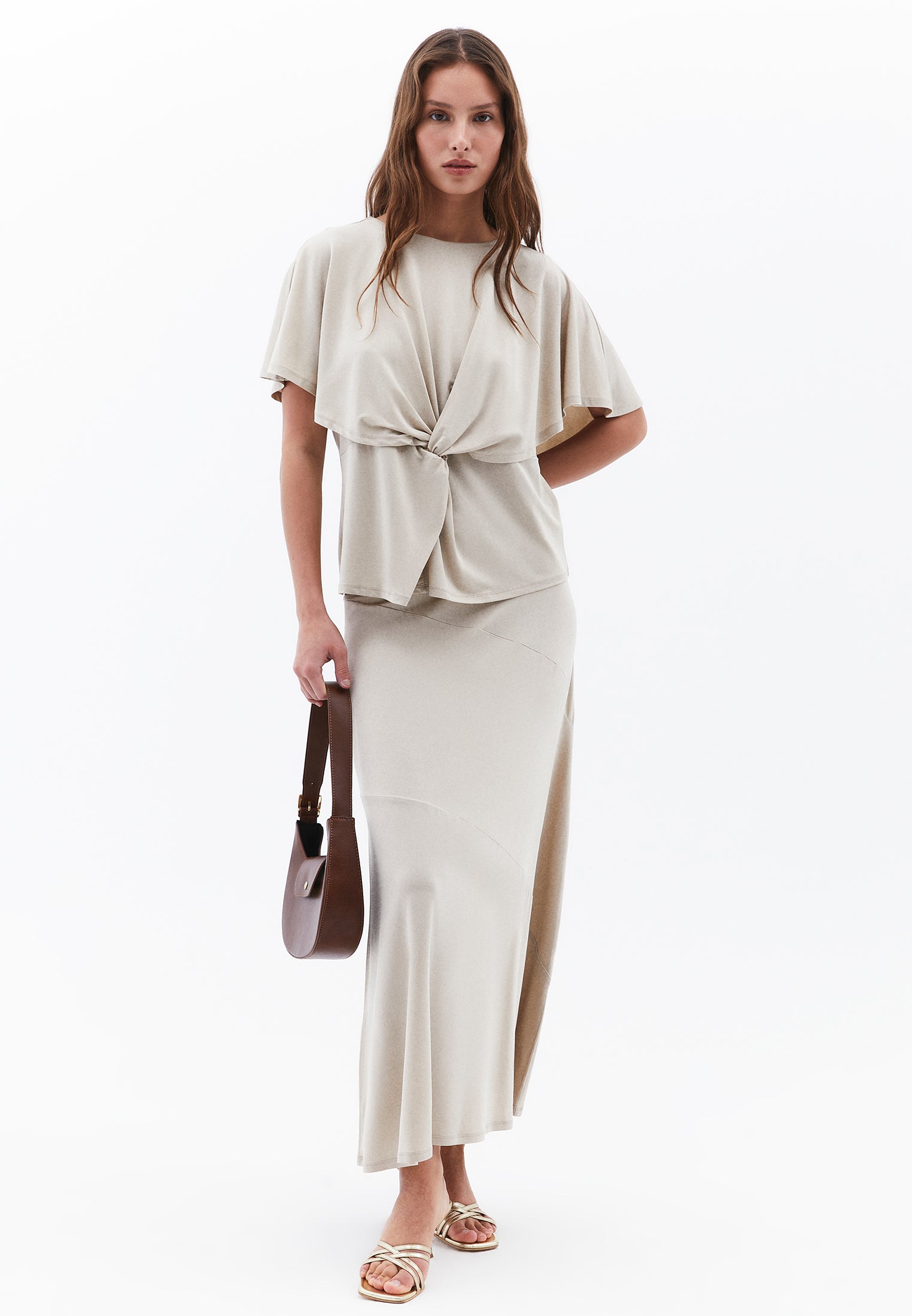 Long Skirt With Cut A-Shape - ISLAND FOSSIL