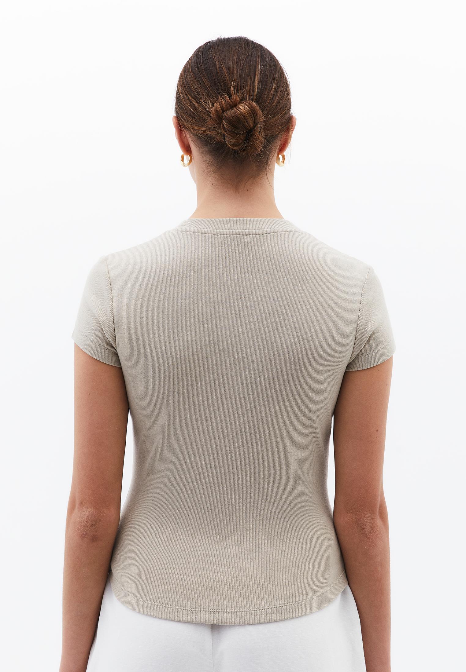 Button Detailed T-Shirt - ISLAND FOSSIL