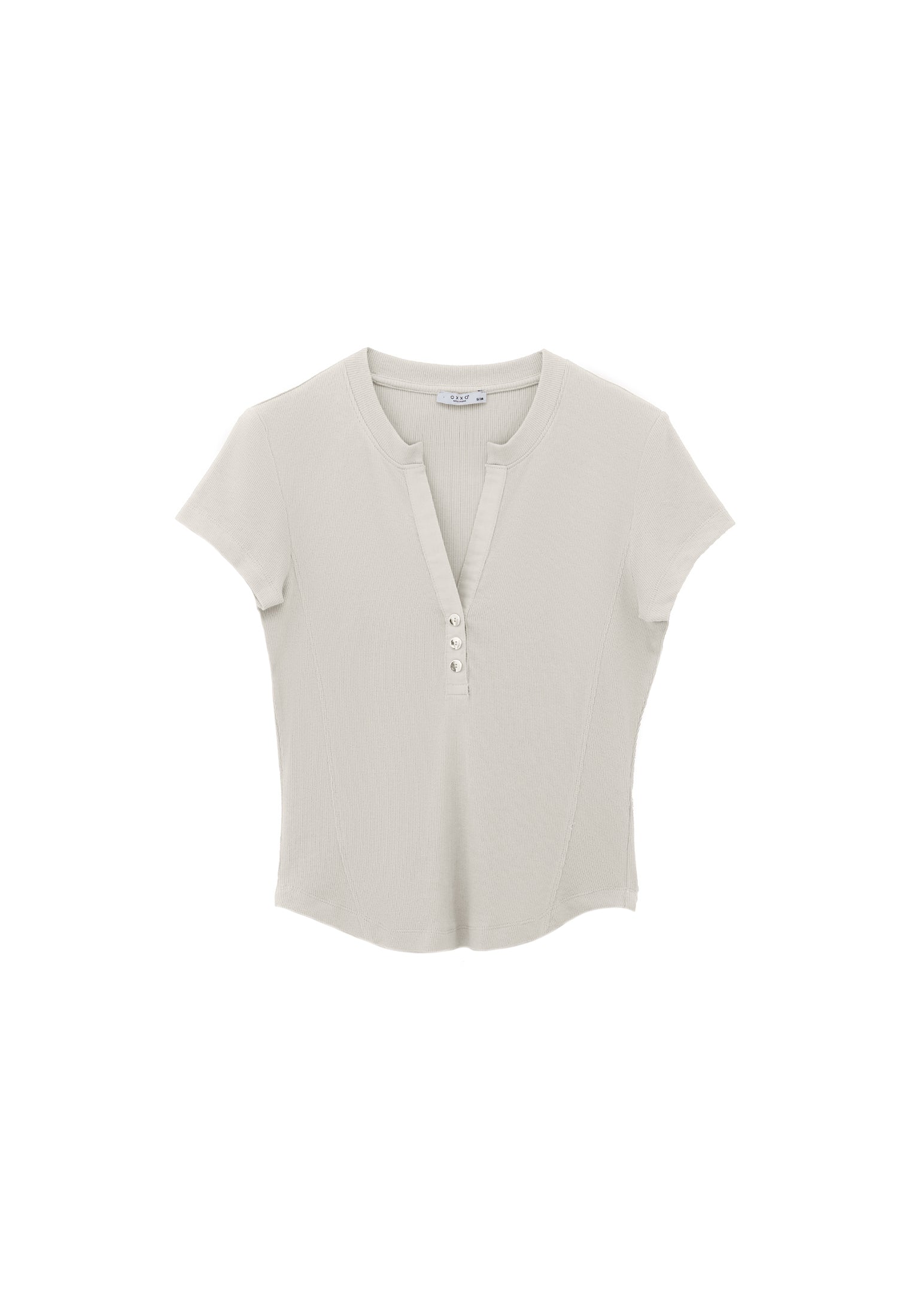 Button Detailed T-Shirt - ISLAND FOSSIL