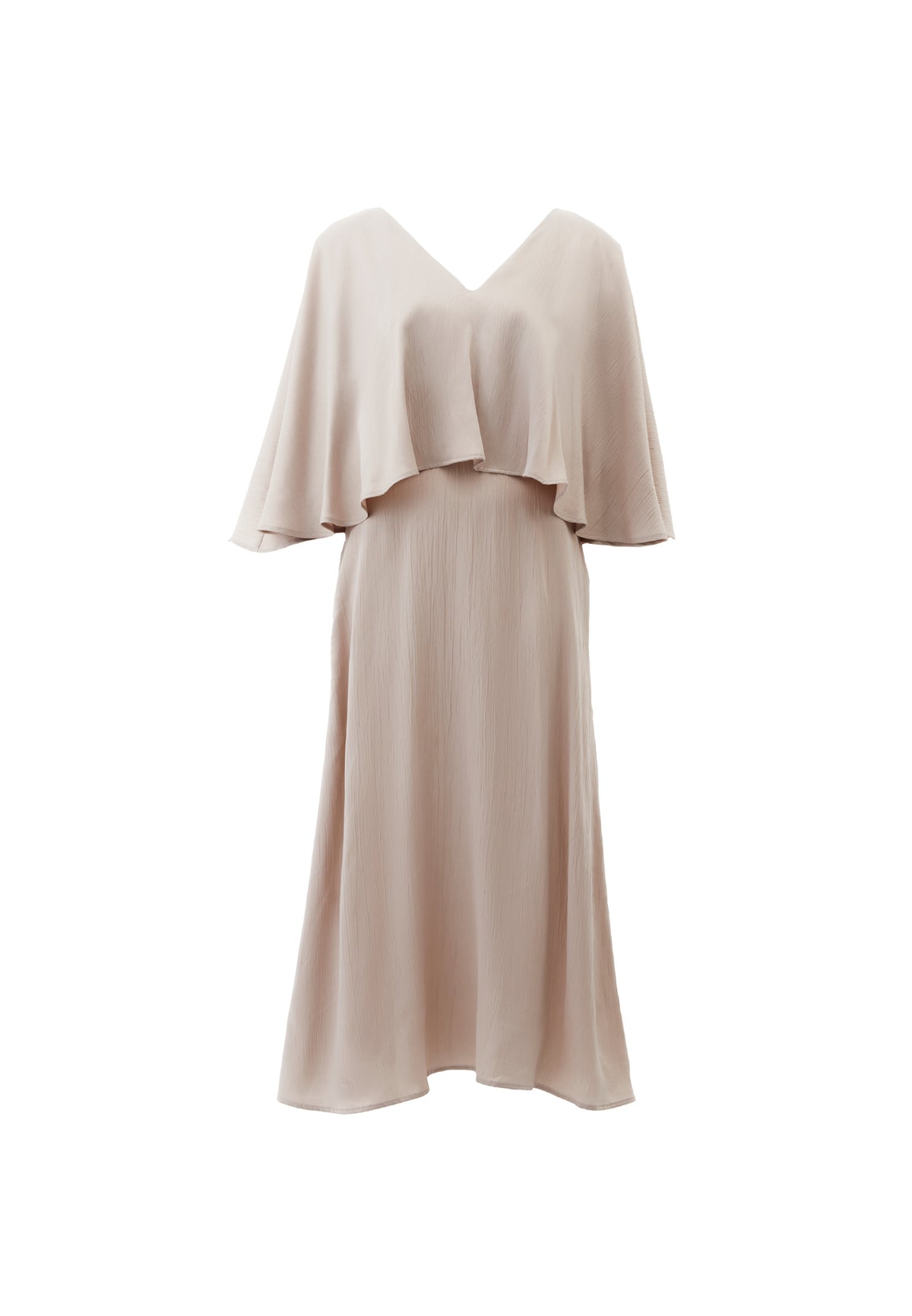 V Neck Long Dress - Beige
