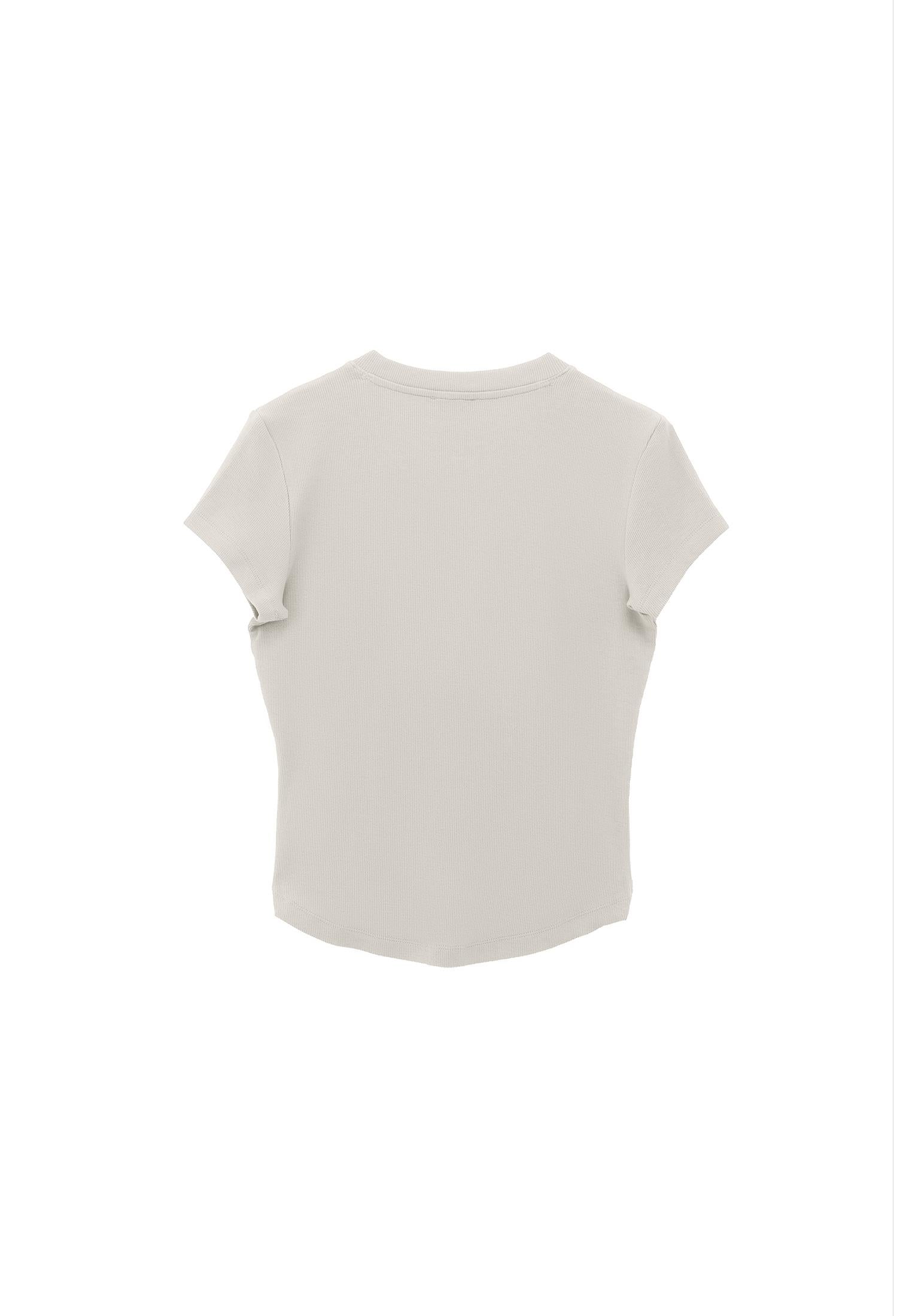 Button Detailed T-Shirt - ISLAND FOSSIL