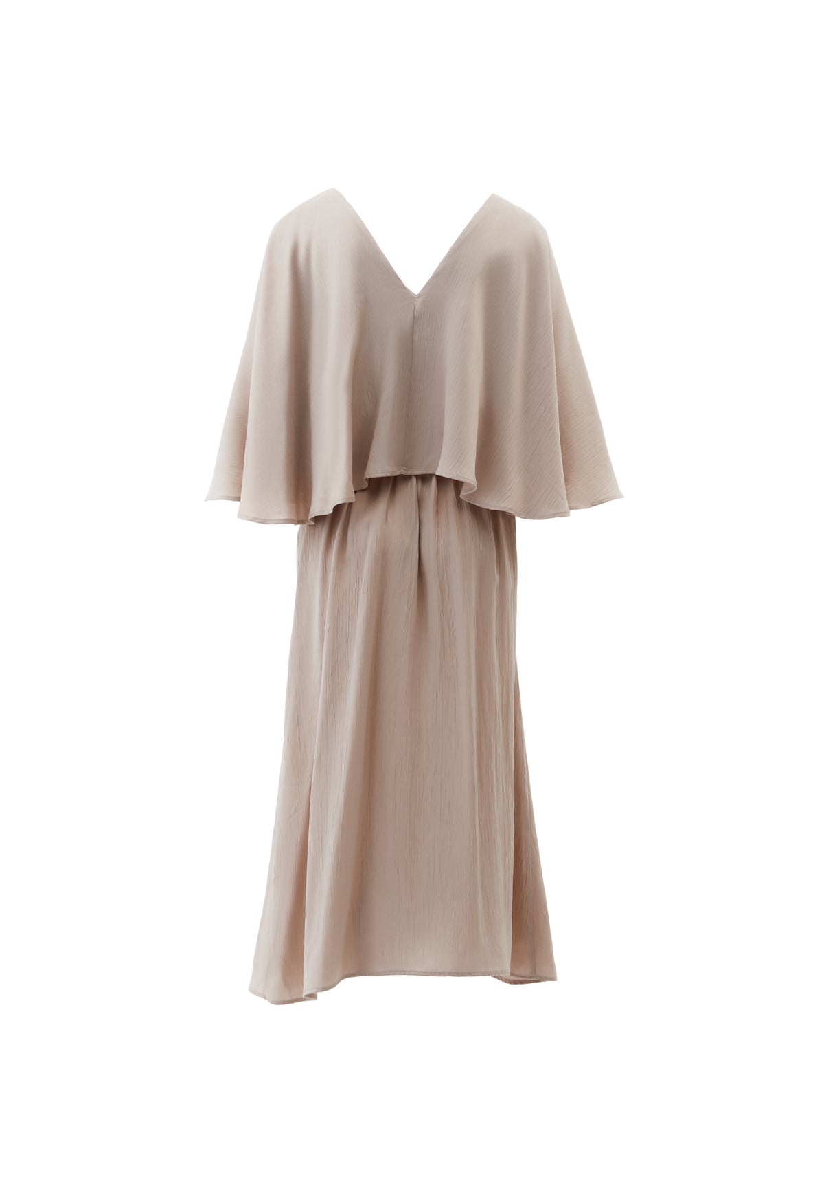 V Neck Long Dress - Beige