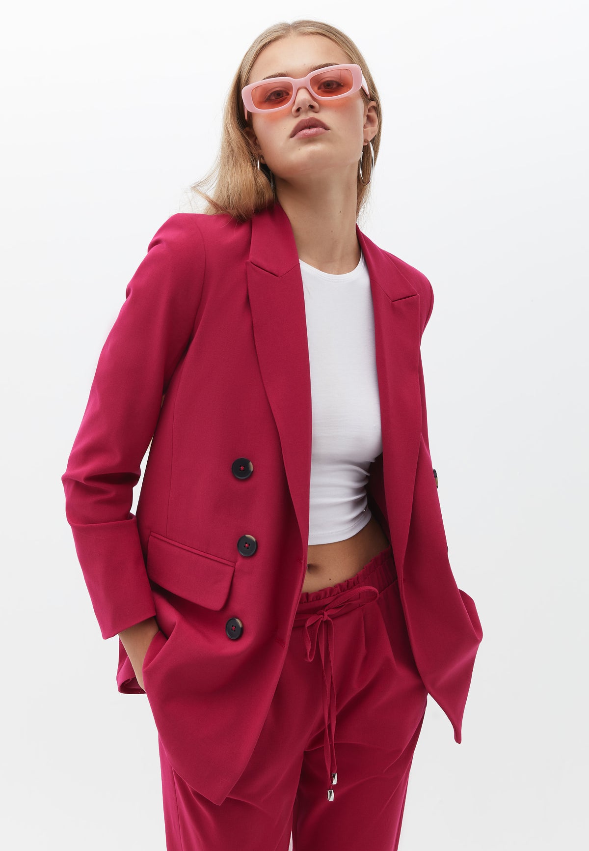 Boyfriend Fit Jacket - Pink