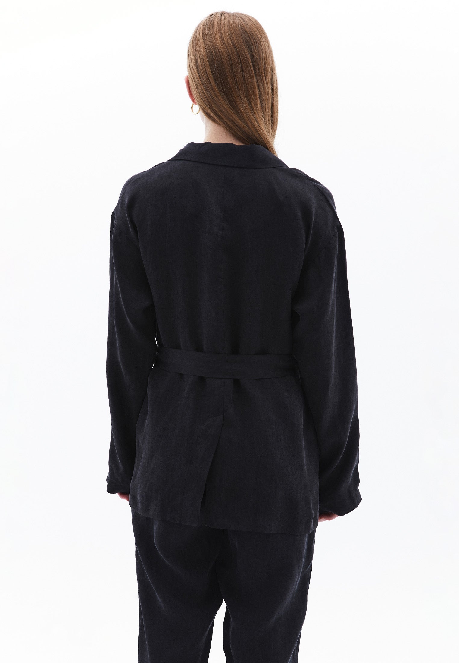 Tie waist blazer jacket - JET BLACK