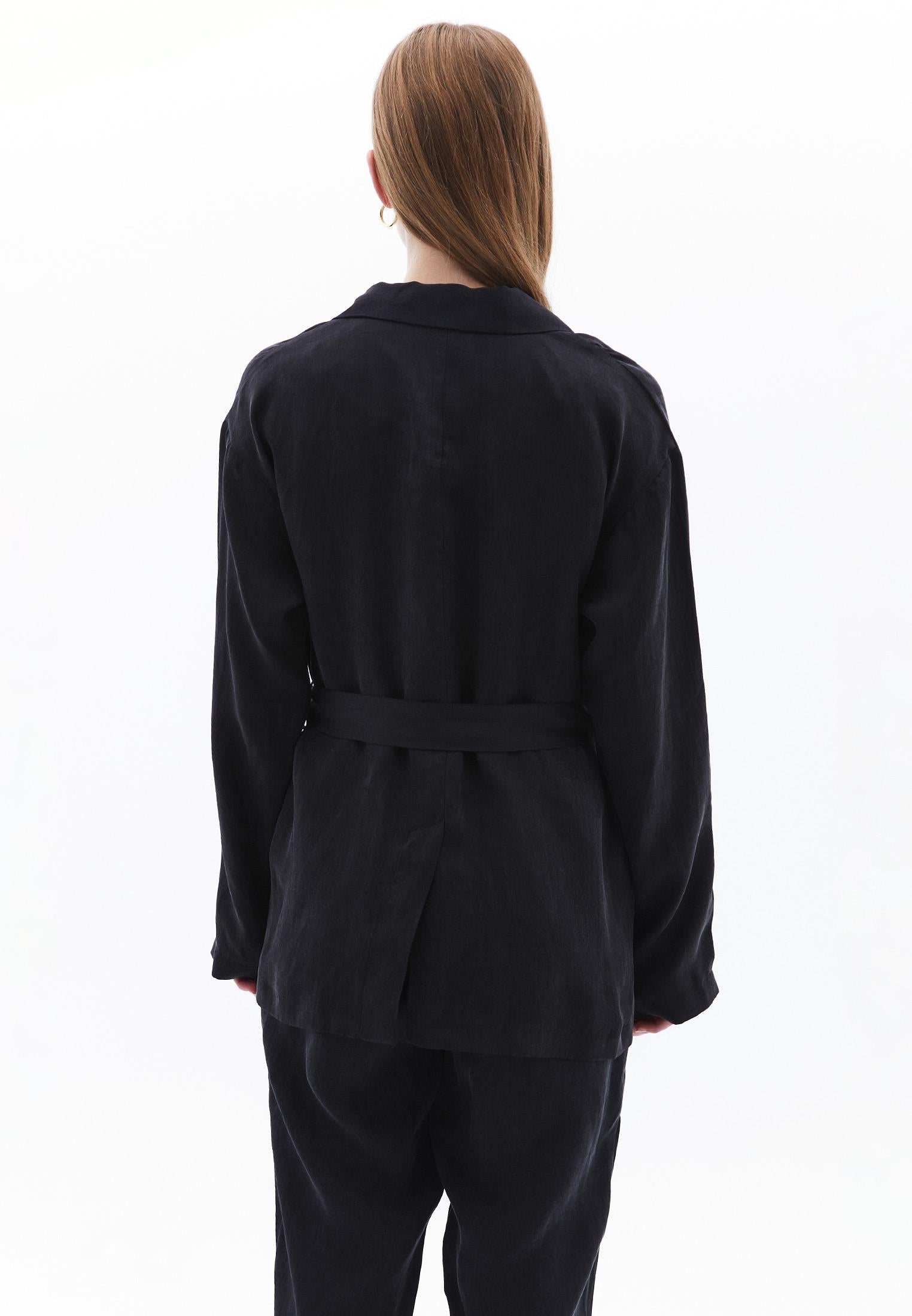 Belted Blazer Jacket - JET BLACK
