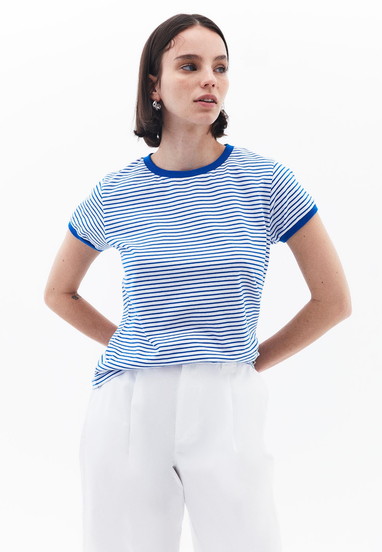 Closed Crew Neck T-Shirt - WHITE/LAPIS BLUE