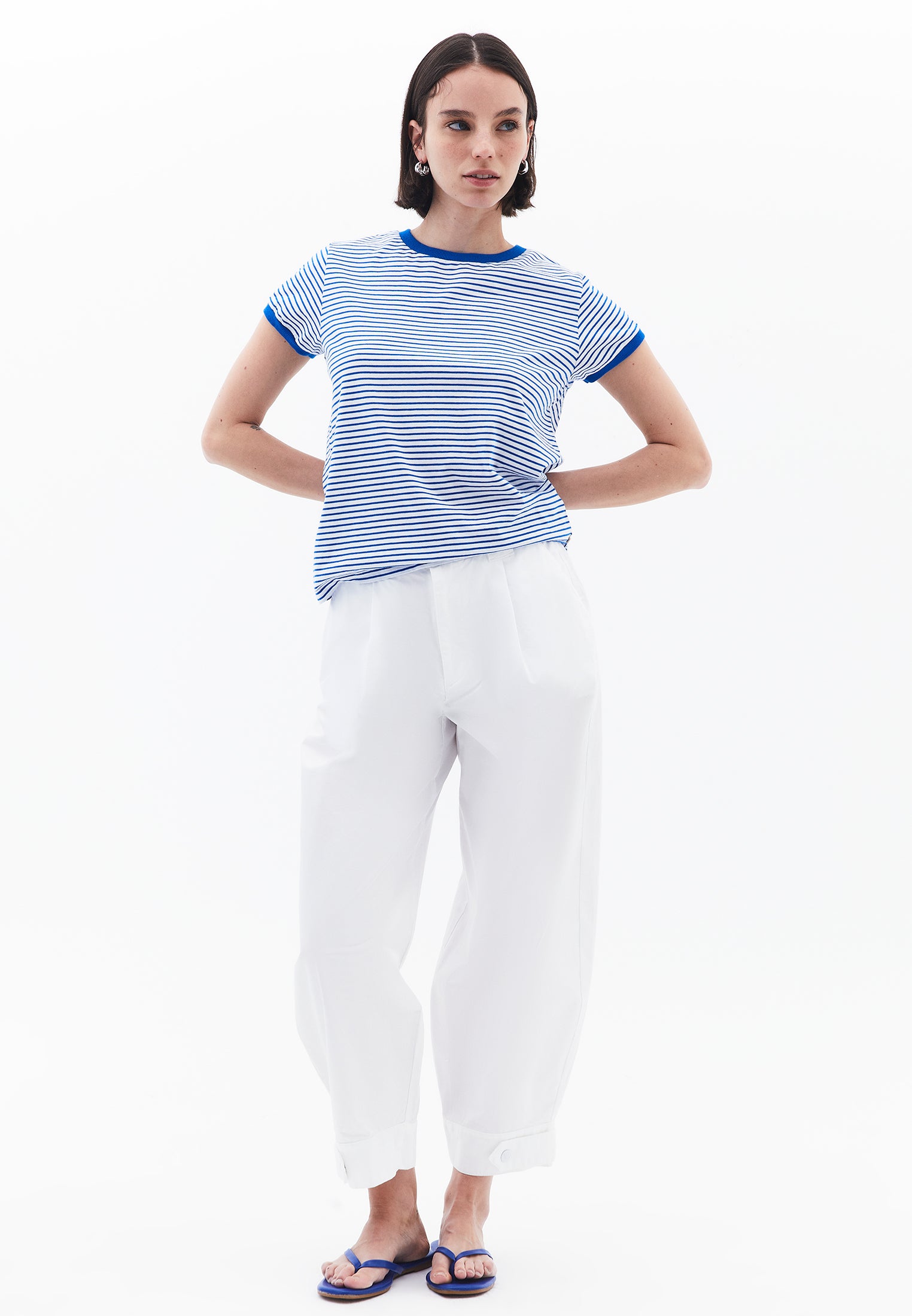 Closed Crew Neck T-Shirt - WHITE/LAPIS BLUE