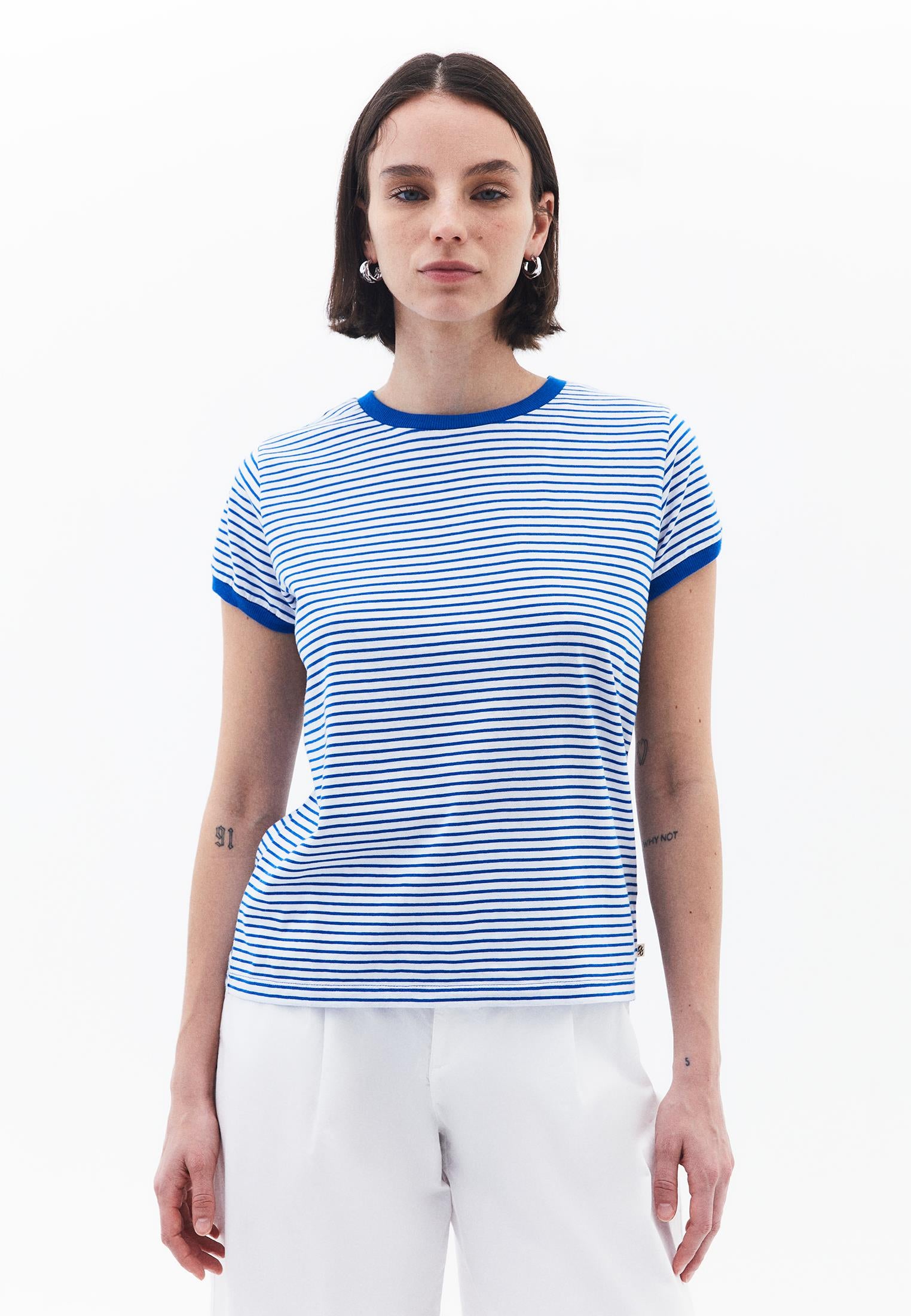 Closed Crew Neck T-Shirt - WHITE/LAPIS BLUE